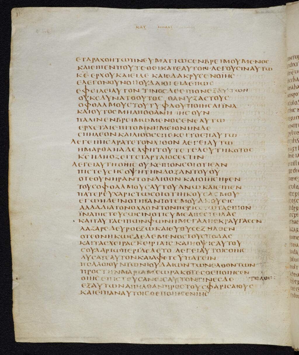 Codex Bezae showing John 11:39 from Late 4th or early 5th Century found in Disputed (likely Southern France or Beirut), currently housed at Cambridge University Library, UK