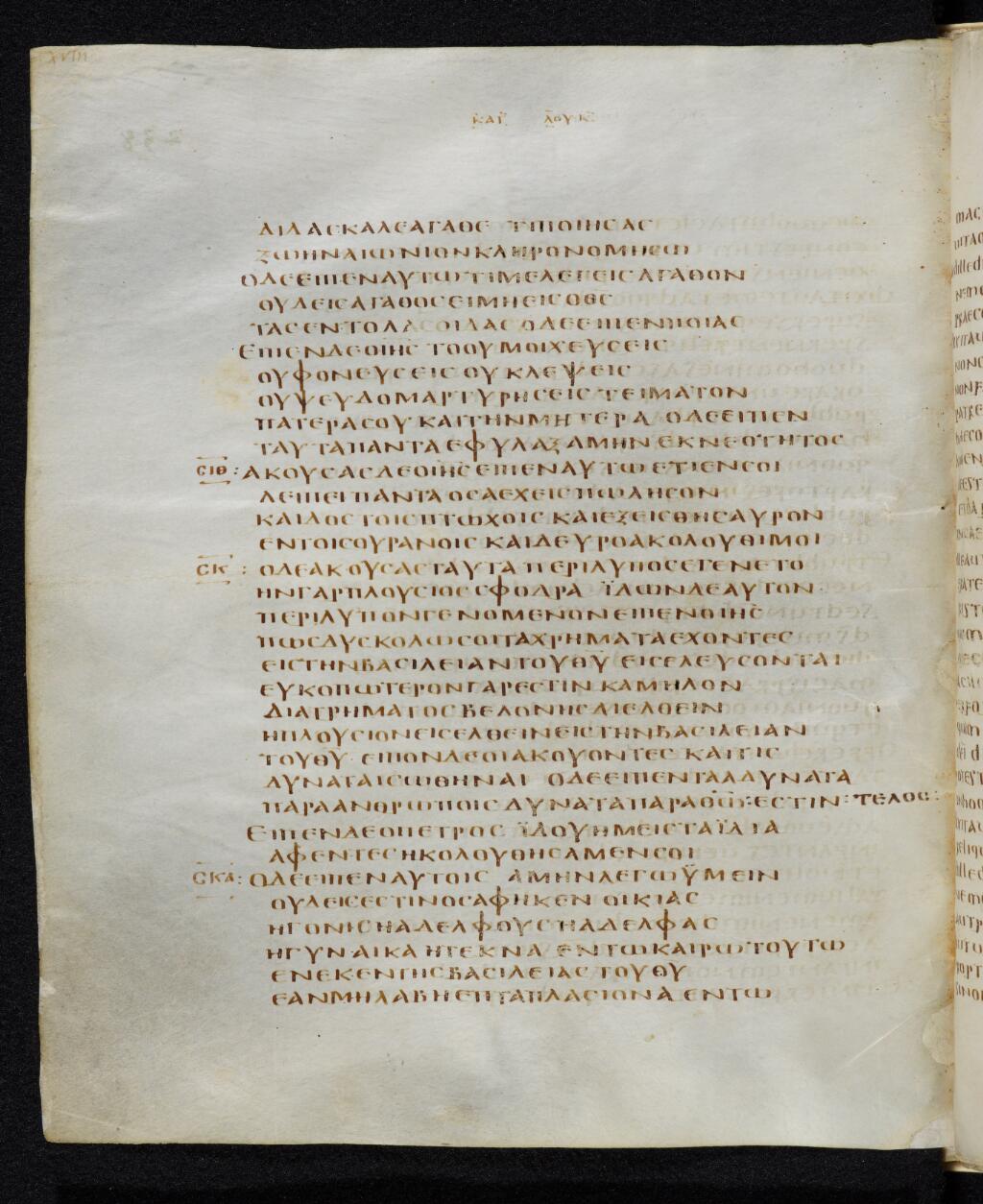 Codex Bezae showing Luke 18:28 from Late 4th or early 5th Century found in Disputed (likely Southern France or Beirut), currently housed at Cambridge University Library, UK