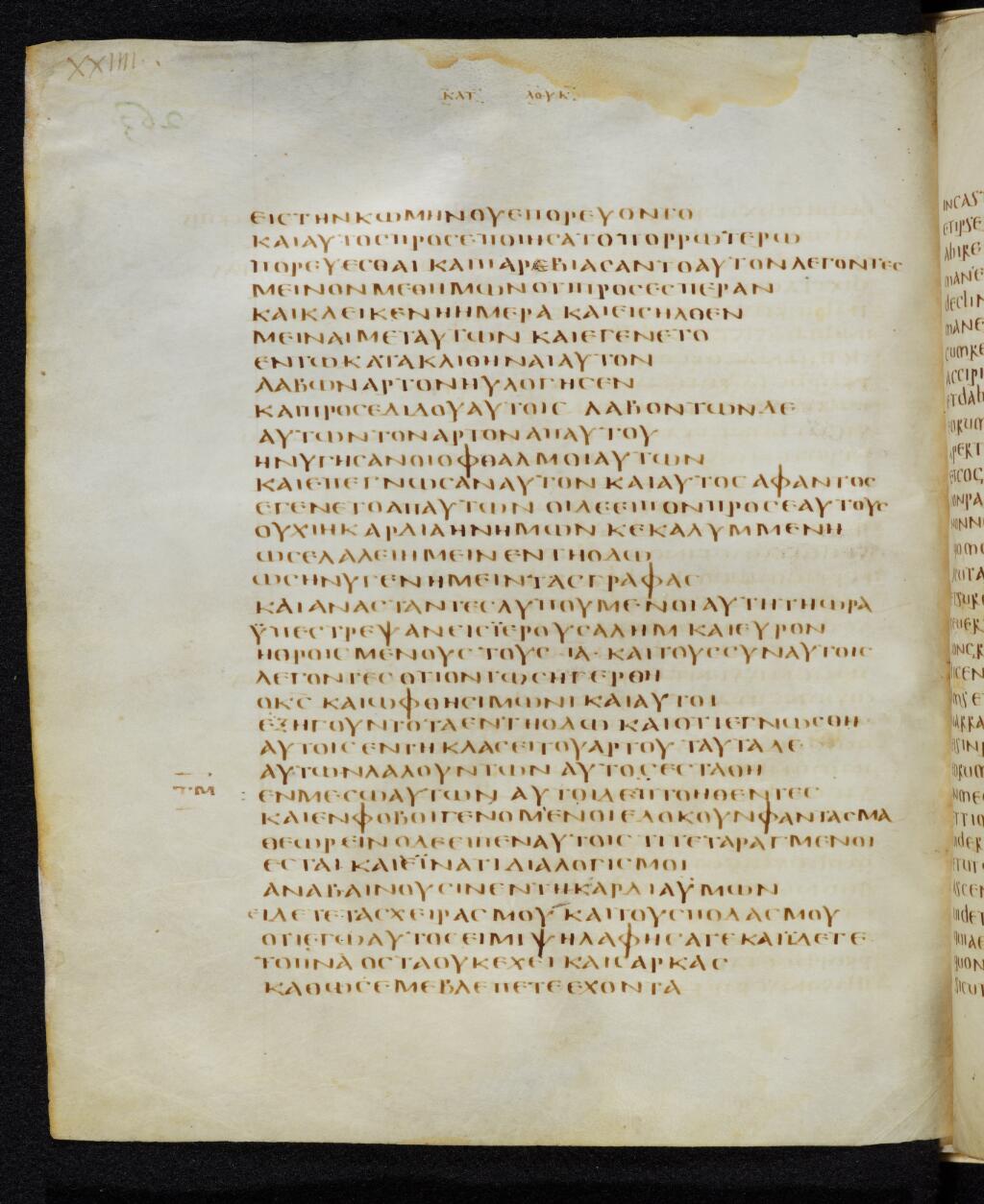 Codex Bezae showing Luke 24:39 from Late 4th or early 5th Century found in Disputed (likely Southern France or Beirut), currently housed at Cambridge University Library, UK
