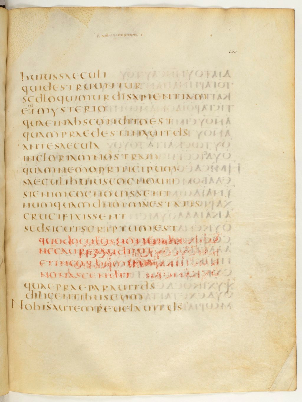 Codex Claromontanus (Scan 1) showing 1 Corinthians 2:8 from 5th / 6th Century found in Clermont-Ferrand, France, currently housed at Bibliothèque nationale de France, Paris