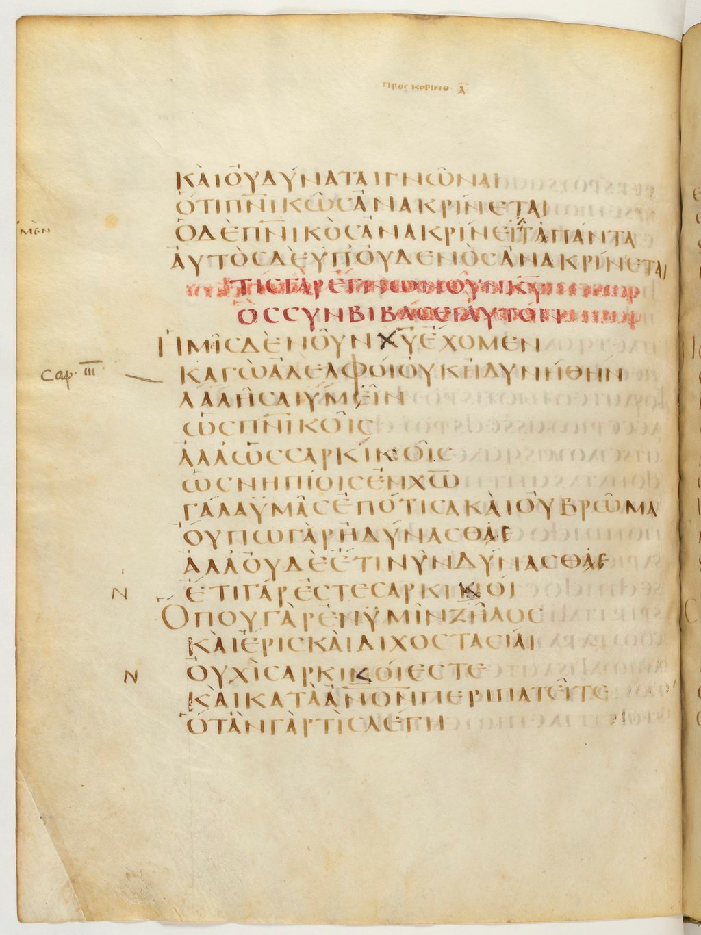 Codex Claromontanus (Scan 1) showing 1 Corinthians 3:2 from 5th / 6th Century found in Clermont-Ferrand, France, currently housed at Bibliothèque nationale de France, Paris