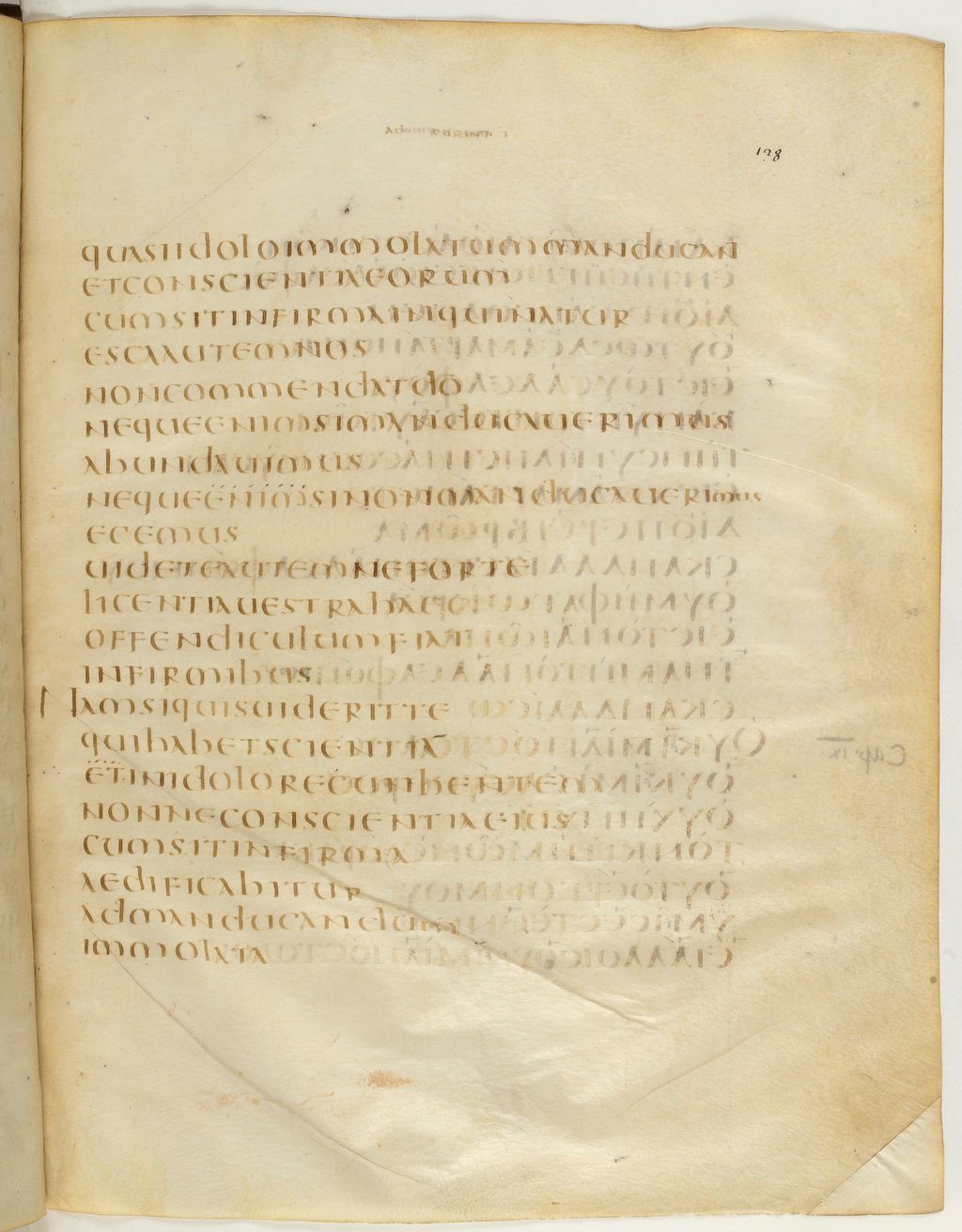 Codex Claromontanus (Scan 4) showing 1 Corinthians 8:7 from 5th / 6th Century found in Clermont-Ferrand, France, currently housed at Bibliothèque nationale de France, Paris