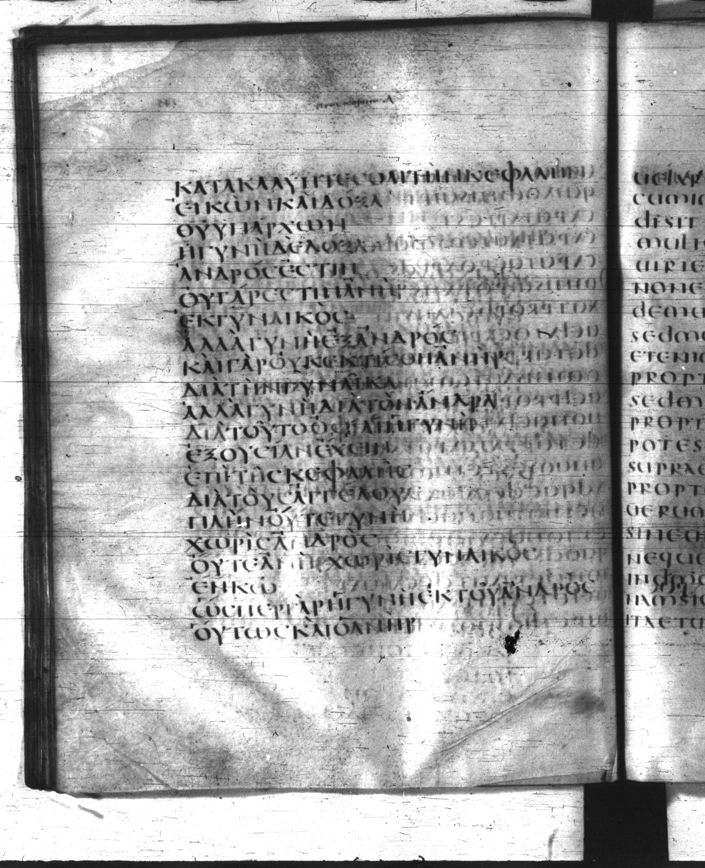 Codex Claromontanus (Scan 3) showing 1 Corinthians 11:7 from 5th / 6th Century found in Clermont-Ferrand, France, currently housed at Bibliothèque nationale de France, Paris