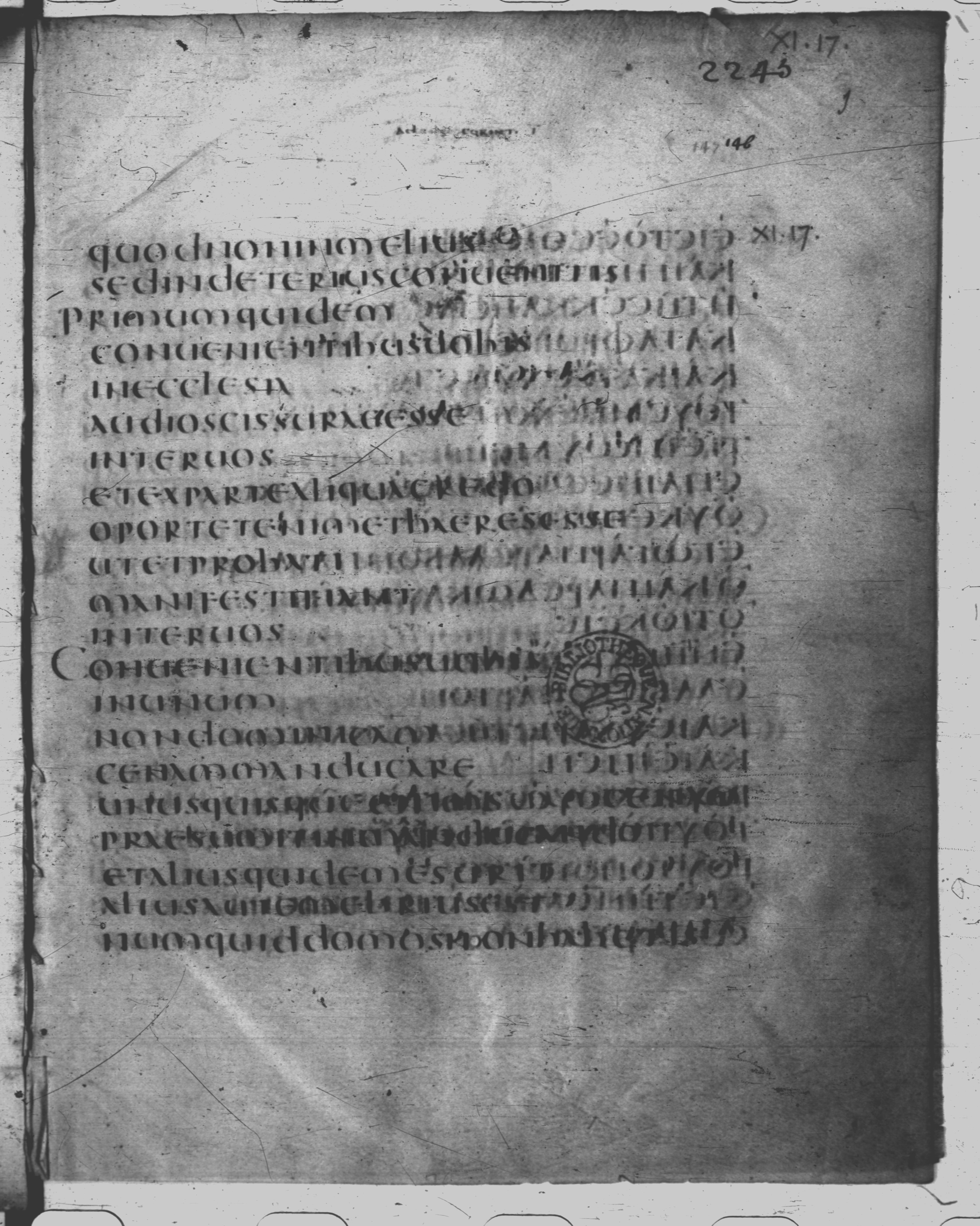 Codex Claromontanus (Scan 2) showing 1 Corinthians 11:21 from 5th / 6th Century found in Clermont-Ferrand, France, currently housed at Bibliothèque nationale de France, Paris