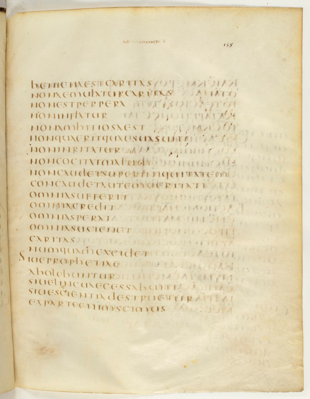 Codex Claromontanus (Scan 2) showing 1 Corinthians 13:4 from 5th / 6th Century found in Clermont-Ferrand, France, currently housed at Bibliothèque nationale de France, Paris