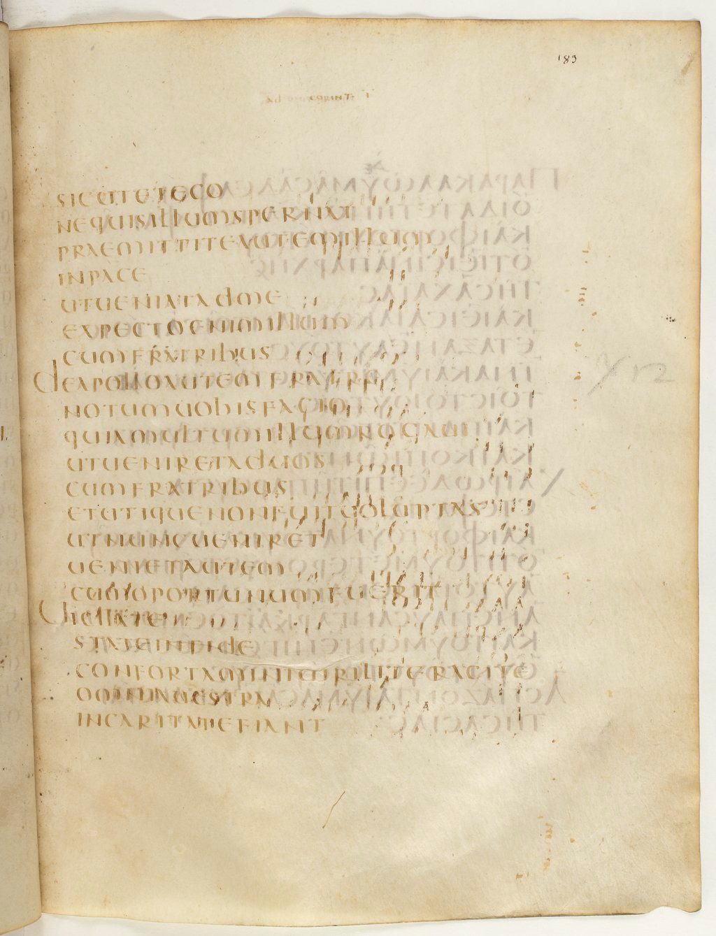 Codex Claromontanus (Scan 4) showing 1 Corinthians 16:10 from 5th / 6th Century found in Clermont-Ferrand, France, currently housed at Bibliothèque nationale de France, Paris
