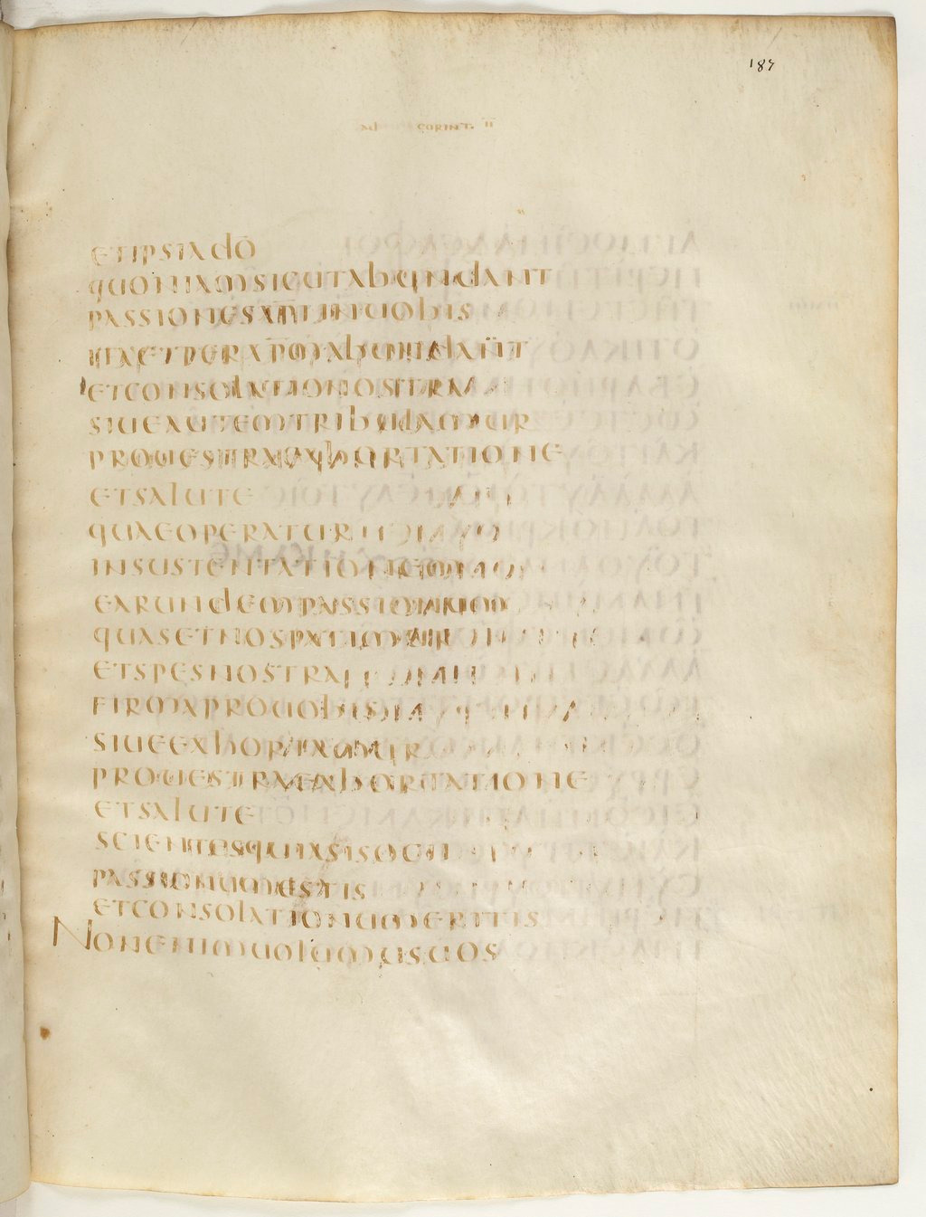 Codex Claromontanus (Scan 4) showing 2 Corinthians 1:4 from 5th / 6th Century found in Clermont-Ferrand, France, currently housed at Bibliothèque nationale de France, Paris
