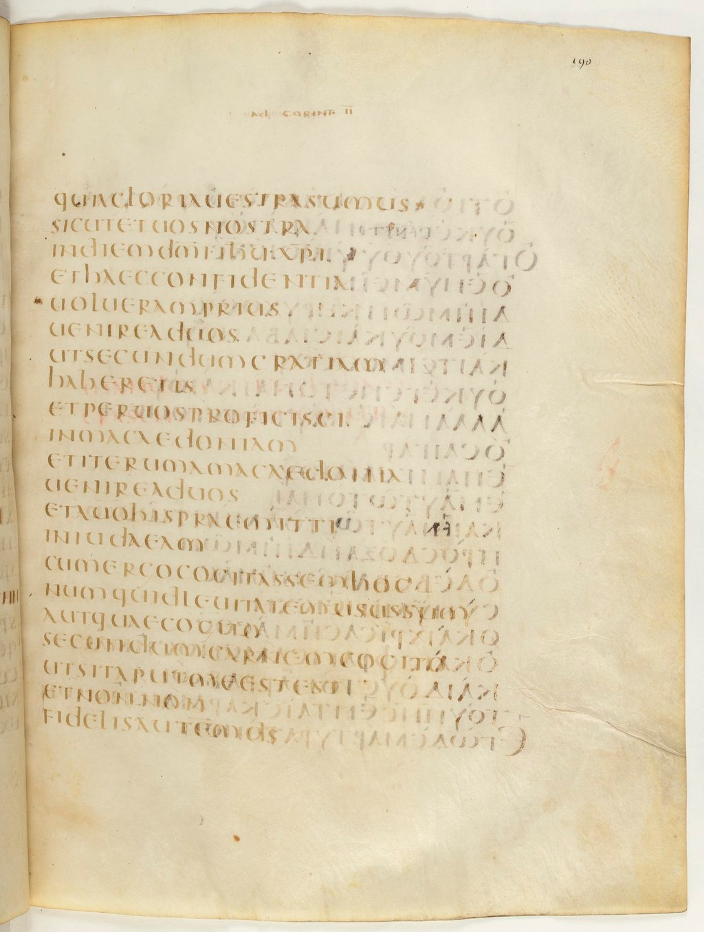 Codex Claromontanus (Scan 2) showing 2 Corinthians 1:18 from 5th / 6th Century found in Clermont-Ferrand, France, currently housed at Bibliothèque nationale de France, Paris