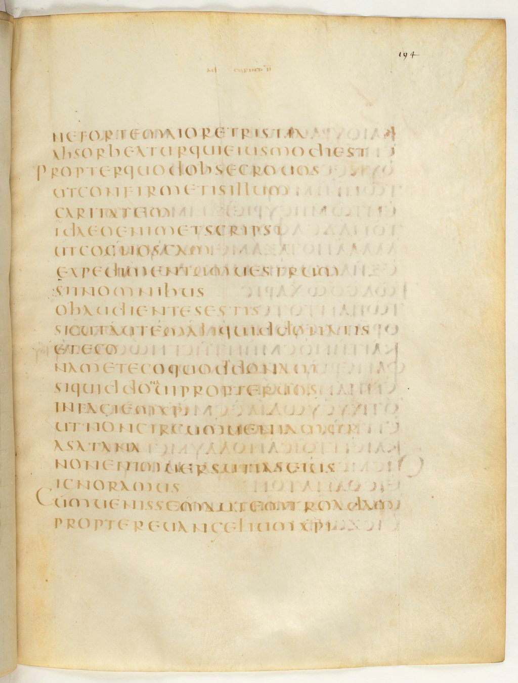 Codex Claromontanus (Scan 4) showing 2 Corinthians 2:7 from 5th / 6th Century found in Clermont-Ferrand, France, currently housed at Bibliothèque nationale de France, Paris
