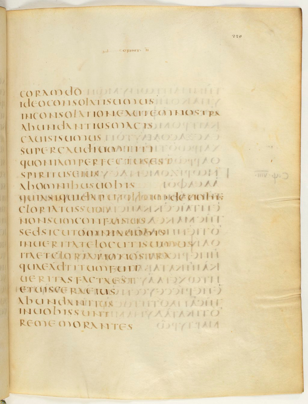 Codex Claromontanus (Scan 2) showing 2 Corinthians 7:13 from 5th / 6th Century found in Clermont-Ferrand, France, currently housed at Bibliothèque nationale de France, Paris