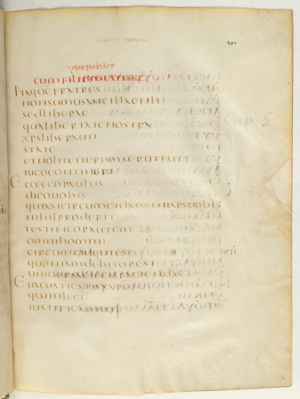 Codex Claromontanus (Scan 2) showing Galatians 5:2 from 5th / 6th Century found in Clermont-Ferrand, France, currently housed at Bibliothèque nationale de France, Paris