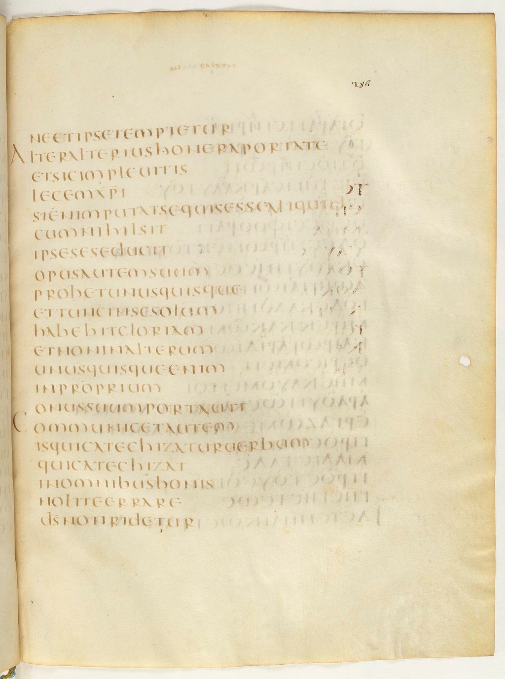 Codex Claromontanus (Scan 2) showing Galatians 6:4 from 5th / 6th Century found in Clermont-Ferrand, France, currently housed at Bibliothèque nationale de France, Paris