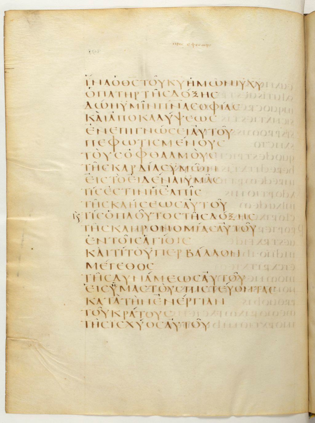 Codex Claromontanus (Scan 3) showing Ephesians 1:16 from 5th / 6th Century found in Clermont-Ferrand, France, currently housed at Bibliothèque nationale de France, Paris