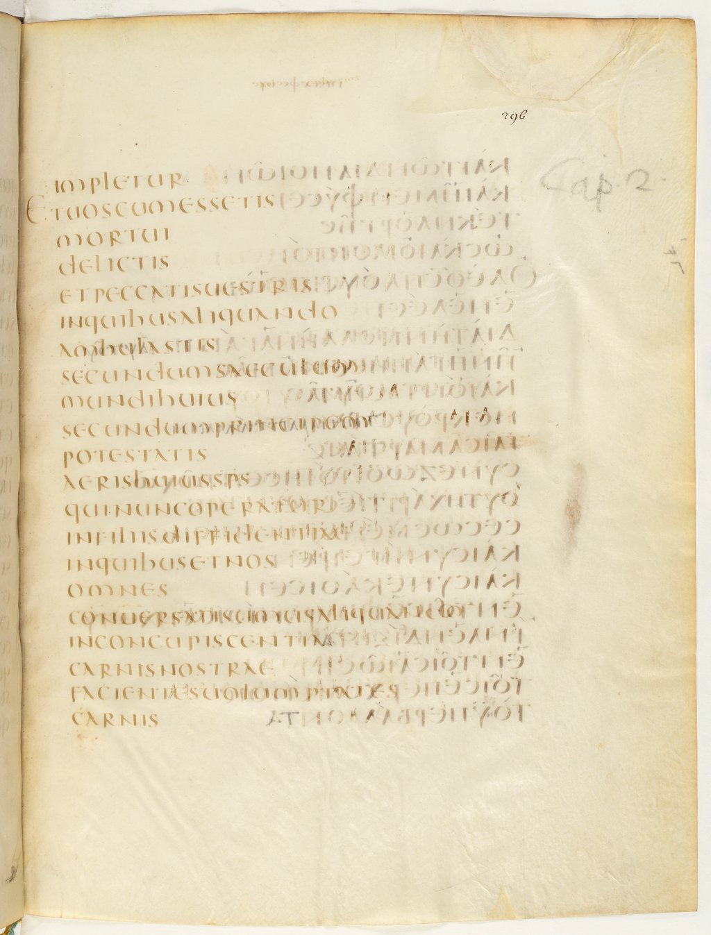Codex Claromontanus (Scan 2) showing Ephesians 2:0 from 5th / 6th Century found in Clermont-Ferrand, France, currently housed at Bibliothèque nationale de France, Paris