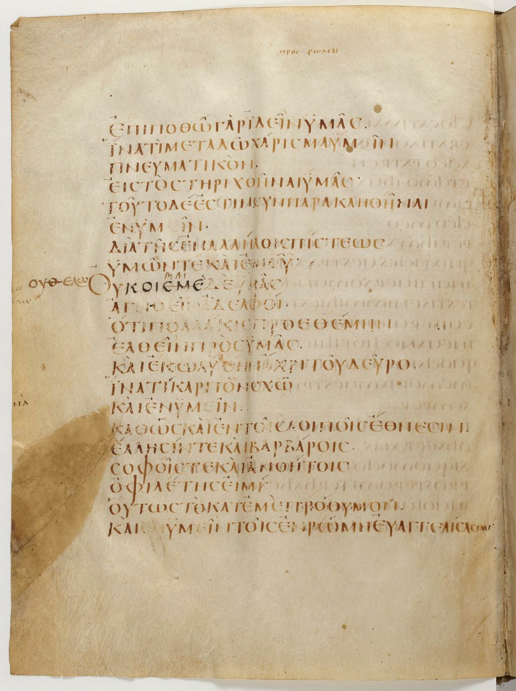 Codex Claromontanus (Scan 1) showing Romans 1:13 from 5th / 6th Century found in Clermont-Ferrand, France, currently housed at Bibliothèque nationale de France, Paris