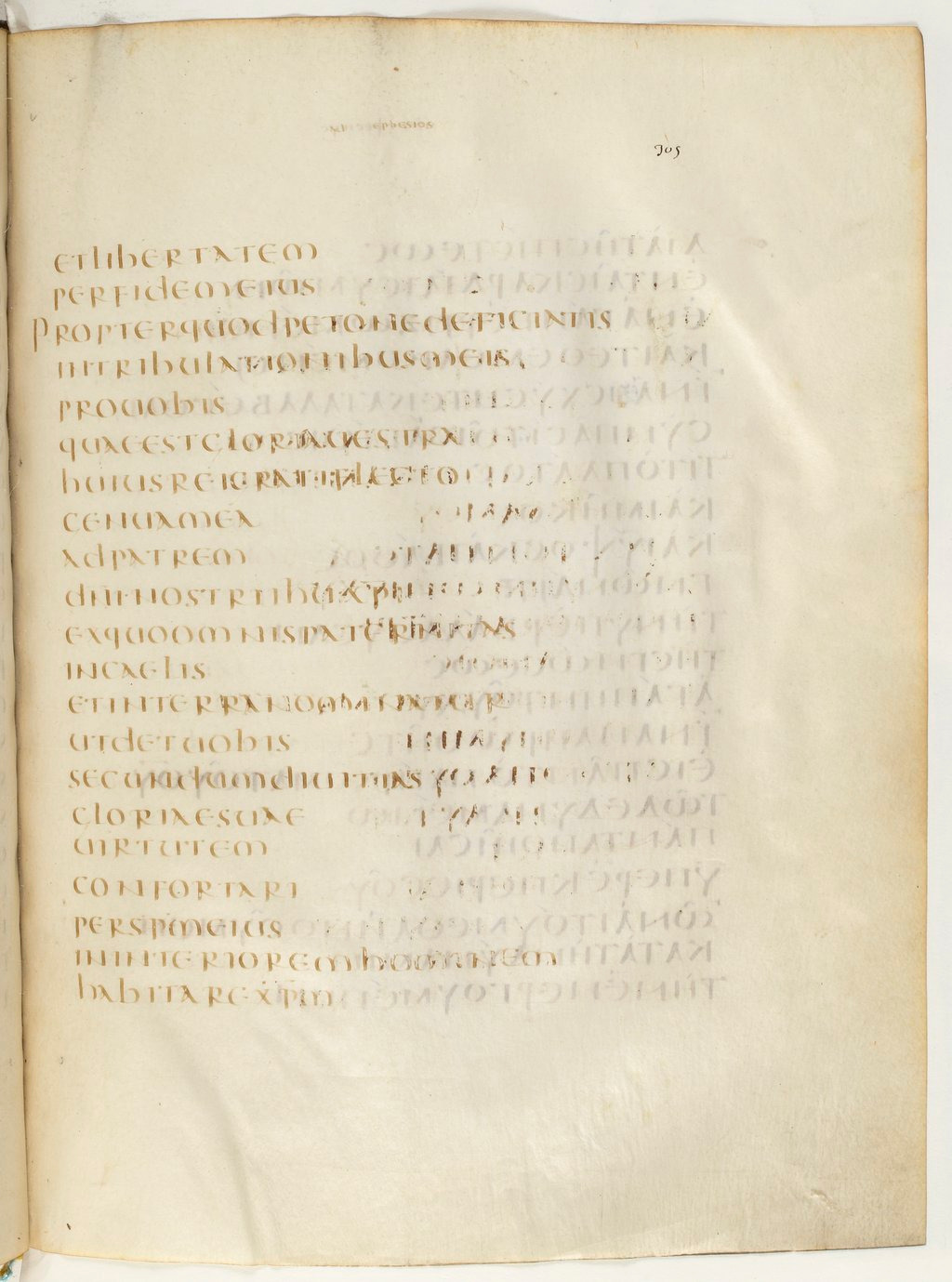 Codex Claromontanus (Scan 2) showing Ephesians 3:16 from 5th / 6th Century found in Clermont-Ferrand, France, currently housed at Bibliothèque nationale de France, Paris