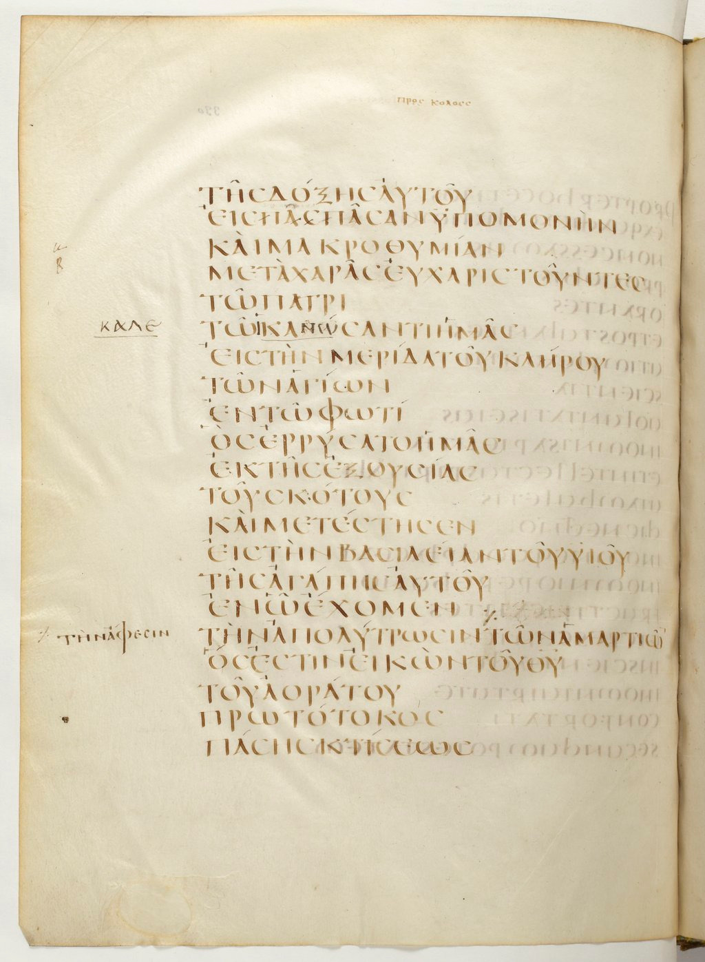 Codex Claromontanus (Scan 1) showing Colossians 1:12 from 5th / 6th Century found in Clermont-Ferrand, France, currently housed at Bibliothèque nationale de France, Paris