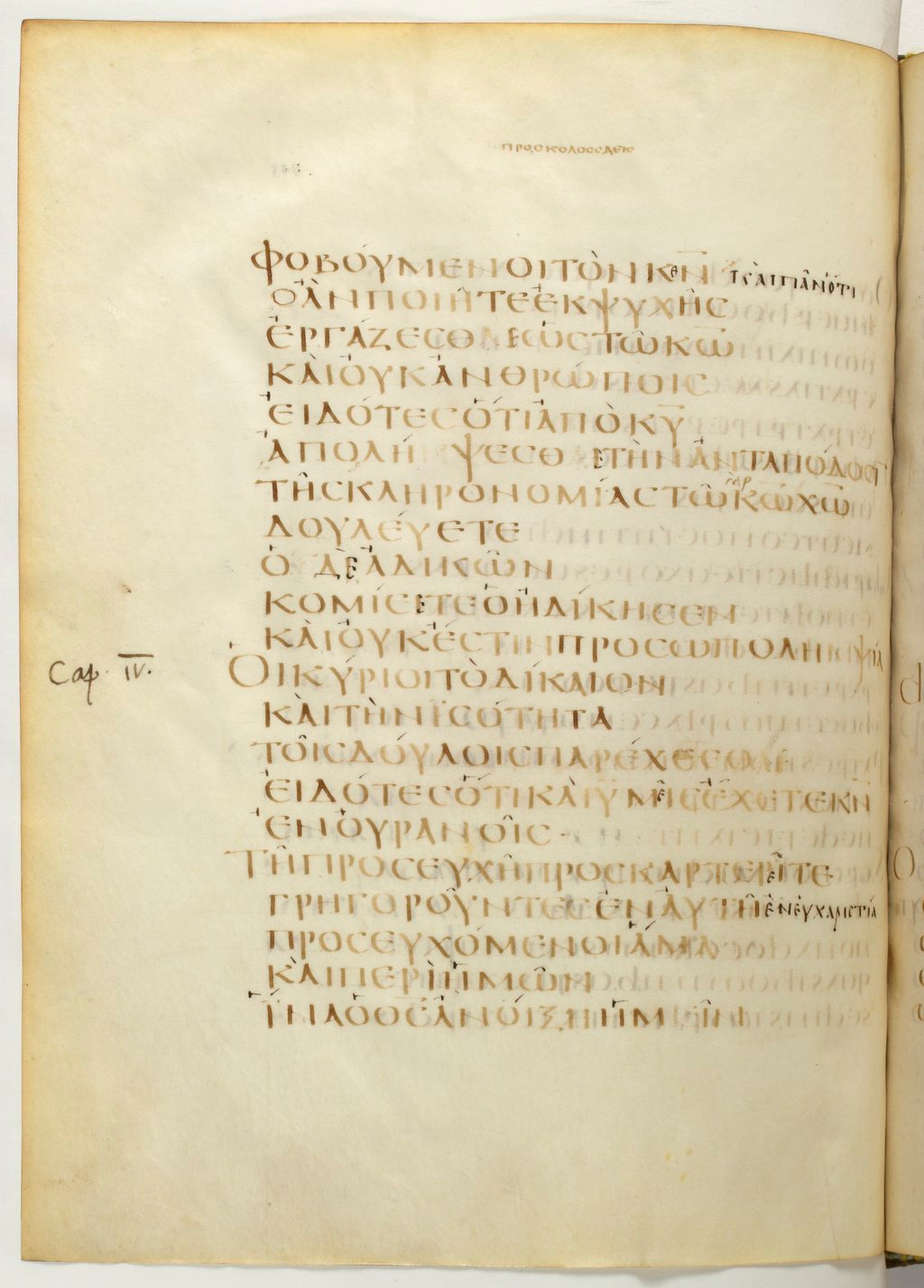 Codex Claromontanus (Scan 1) showing Colossians 4:2 from 5th / 6th Century found in Clermont-Ferrand, France, currently housed at Bibliothèque nationale de France, Paris