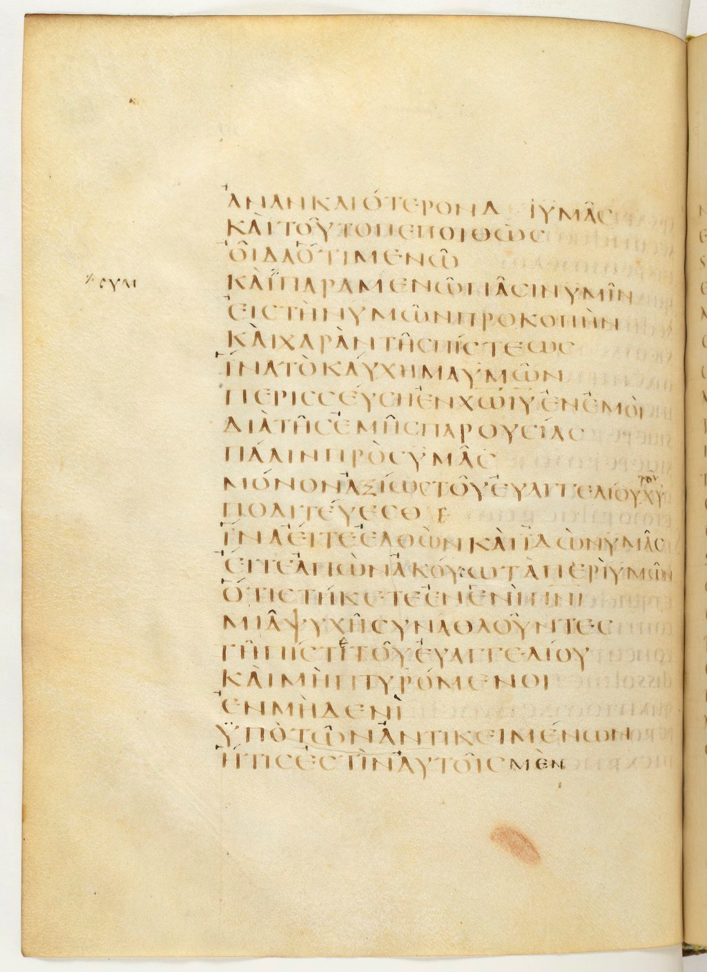 Codex Claromontanus (Scan 3) showing Philippians 1:24 from 5th / 6th Century found in Clermont-Ferrand, France, currently housed at Bibliothèque nationale de France, Paris