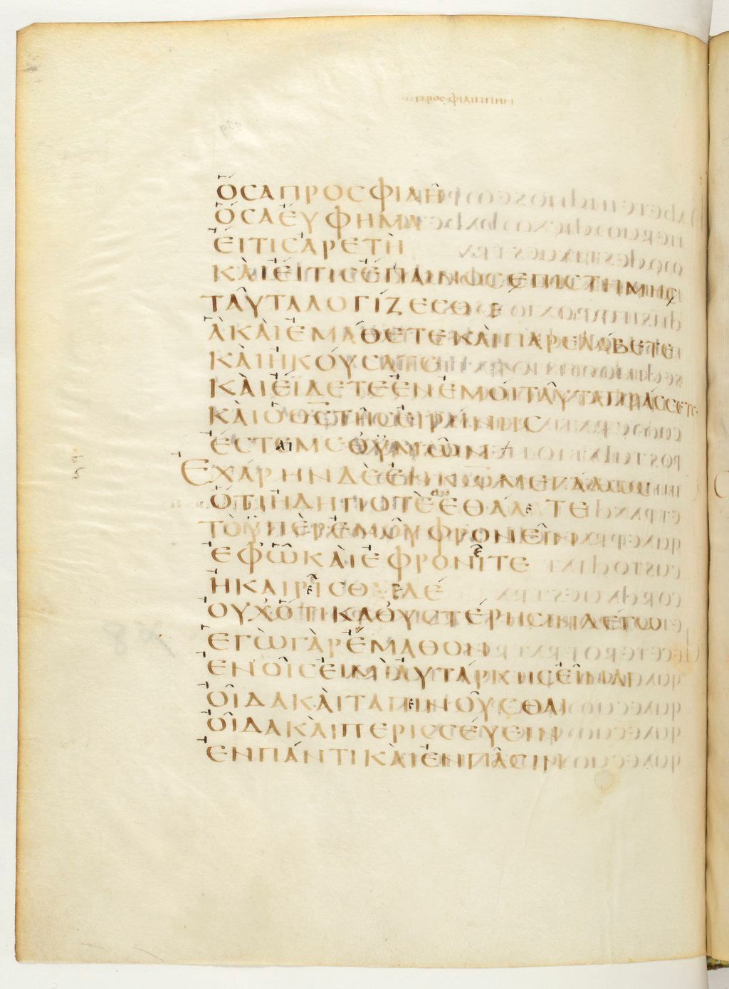 Codex Claromontanus (Scan 3) showing Philippians 4:8 from 5th / 6th Century found in Clermont-Ferrand, France, currently housed at Bibliothèque nationale de France, Paris