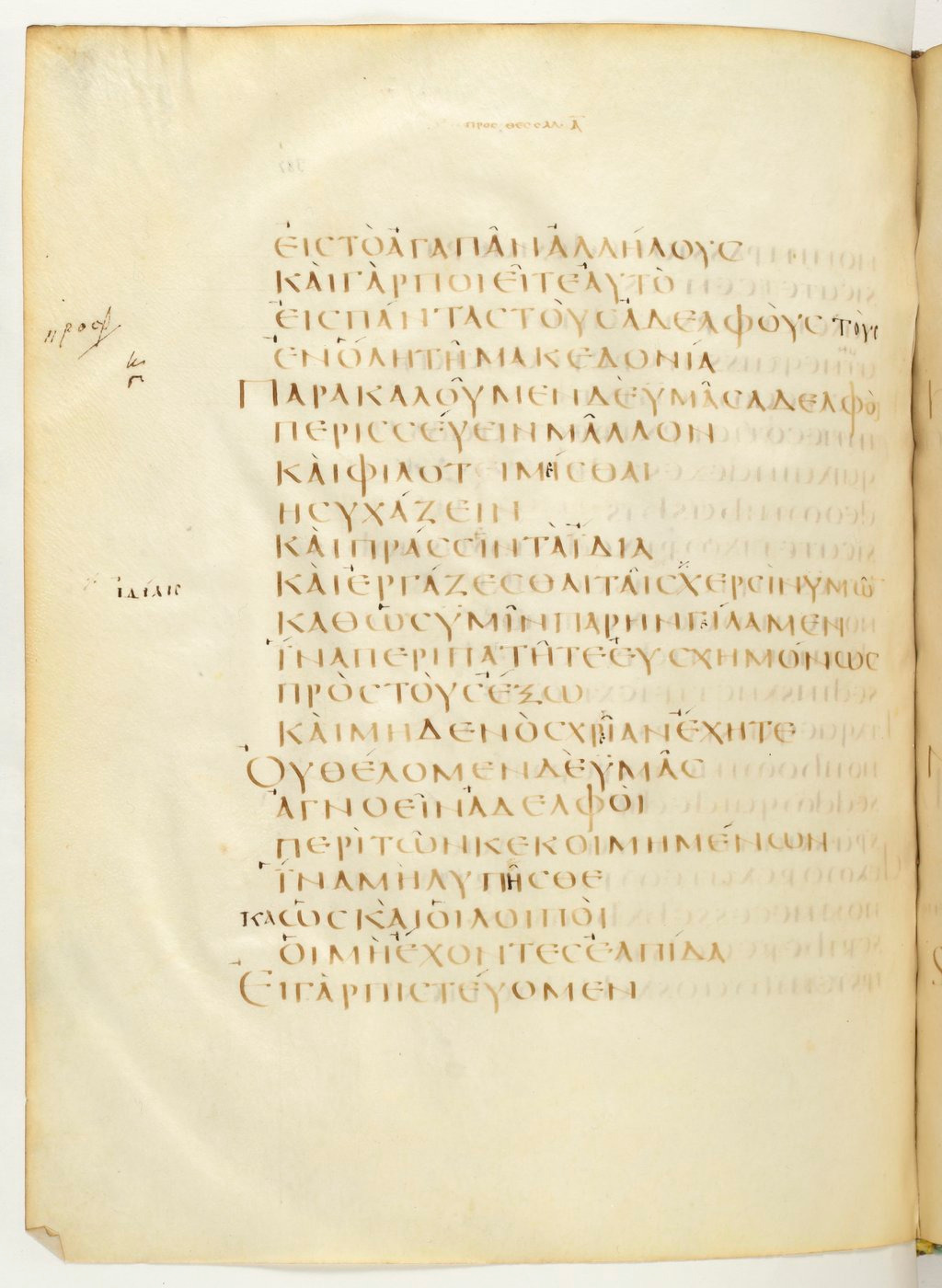 Codex Claromontanus (Scan 1) showing 1 Thessalonians 4:13 from 5th / 6th Century found in Clermont-Ferrand, France, currently housed at Bibliothèque nationale de France, Paris