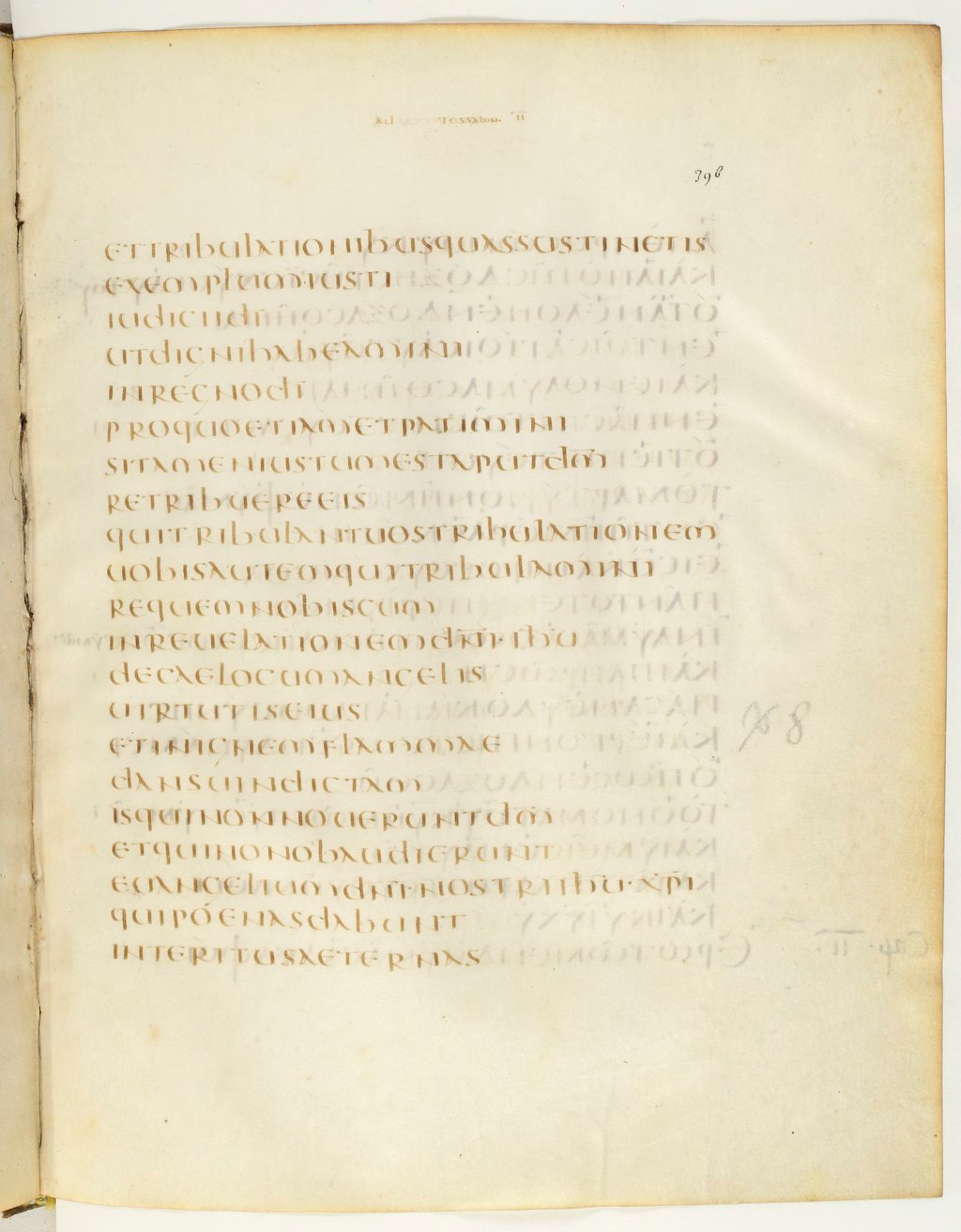 Codex Claromontanus (Scan 4) showing 2 Thessalonians 1:4 from 5th / 6th Century found in Clermont-Ferrand, France, currently housed at Bibliothèque nationale de France, Paris