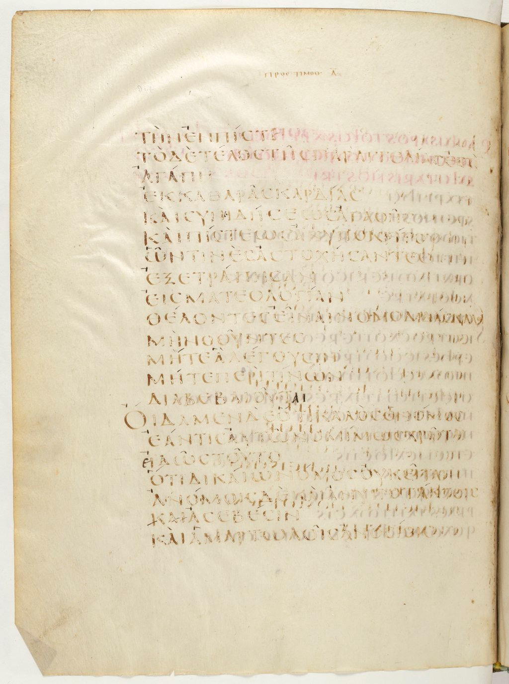 Codex Claromontanus (Scan 3) showing 1 Timothy 1:4 from 5th / 6th Century found in Clermont-Ferrand, France, currently housed at Bibliothèque nationale de France, Paris