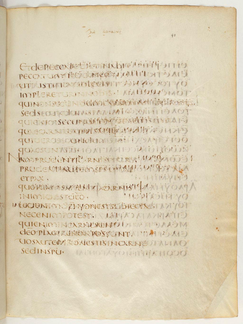 Codex Claromontanus (Scan 2) showing Romans 8:4 from 5th / 6th Century found in Clermont-Ferrand, France, currently housed at Bibliothèque nationale de France, Paris