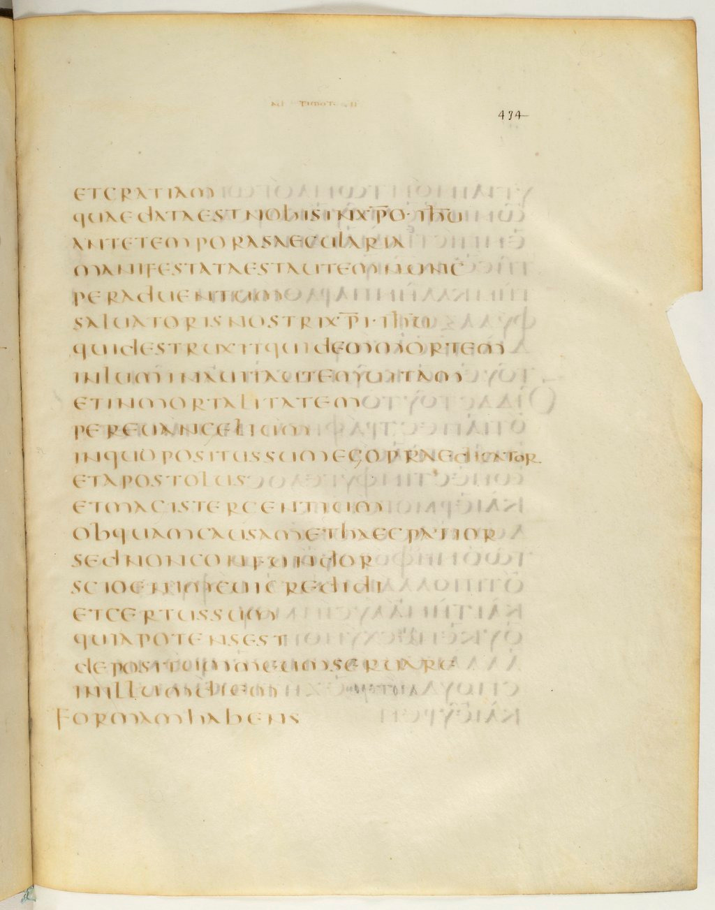 Codex Claromontanus (Scan 2) showing 2 Timothy 1:13 from 5th / 6th Century found in Clermont-Ferrand, France, currently housed at Bibliothèque nationale de France, Paris