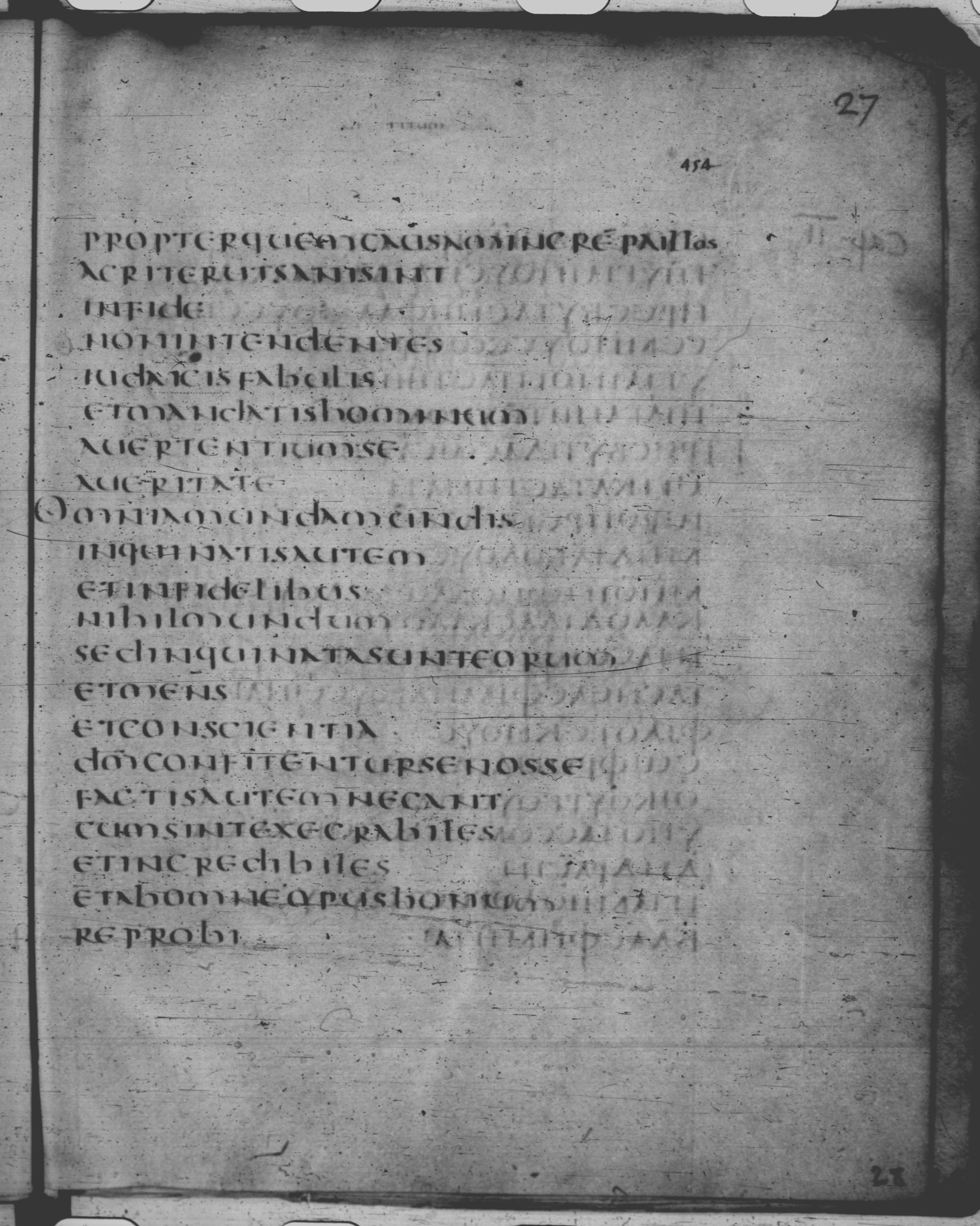 Codex Claromontanus (Scan 4) showing Titus 1:13 from 5th / 6th Century found in Clermont-Ferrand, France, currently housed at Bibliothèque nationale de France, Paris