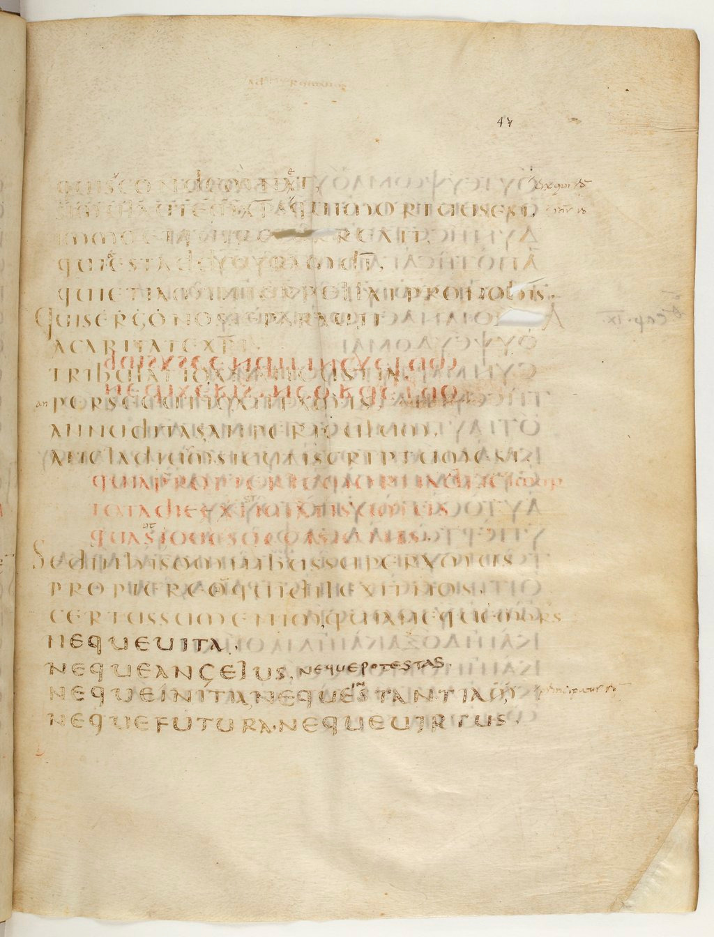 Codex Claromontanus (Scan 4) showing Romans 8:33 from 5th / 6th Century found in Clermont-Ferrand, France, currently housed at Bibliothèque nationale de France, Paris