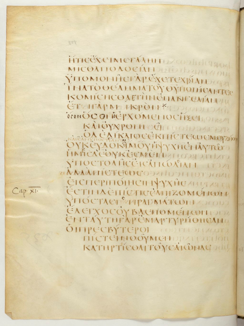 Codex Claromontanus (Scan 1) showing Hebrews 10:39 from 5th / 6th Century found in Clermont-Ferrand, France, currently housed at Bibliothèque nationale de France, Paris