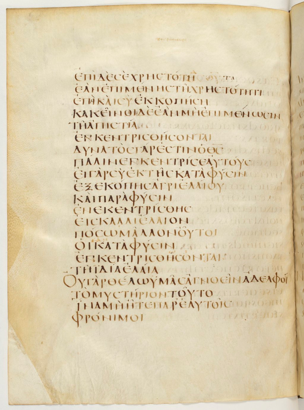 Codex Claromontanus (Scan 1) showing Romans 11:23 from 5th / 6th Century found in Clermont-Ferrand, France, currently housed at Bibliothèque nationale de France, Paris