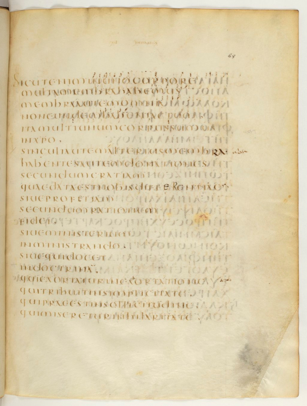 Codex Claromontanus (Scan 2) showing Romans 12:4 from 5th / 6th Century found in Clermont-Ferrand, France, currently housed at Bibliothèque nationale de France, Paris