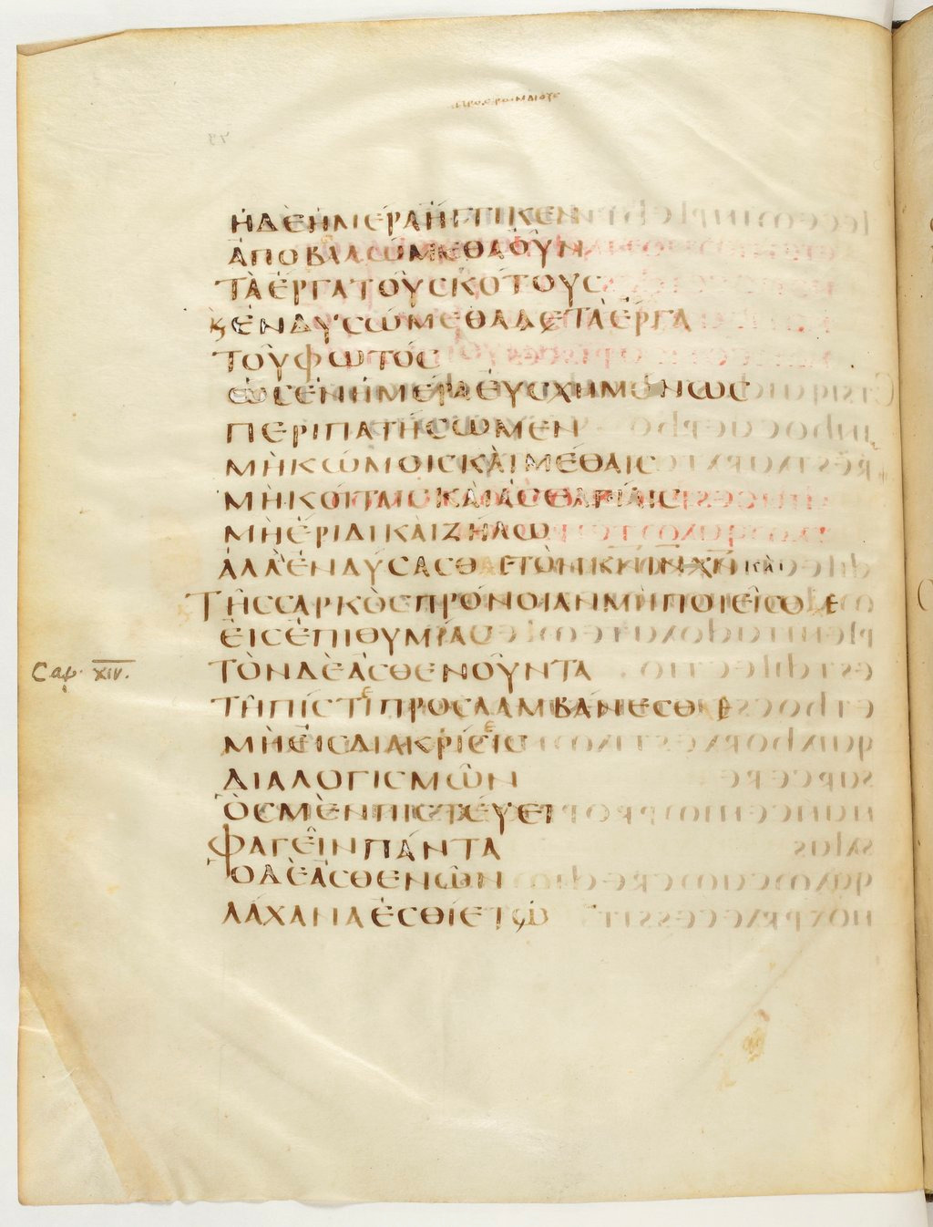 Codex Claromontanus (Scan 1) showing Romans 13:14 from 5th / 6th Century found in Clermont-Ferrand, France, currently housed at Bibliothèque nationale de France, Paris