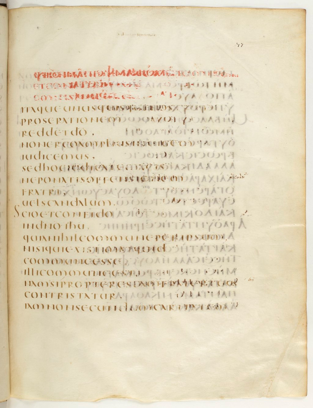 Codex Claromontanus (Scan 2) showing Romans 14:13 from 5th / 6th Century found in Clermont-Ferrand, France, currently housed at Bibliothèque nationale de France, Paris