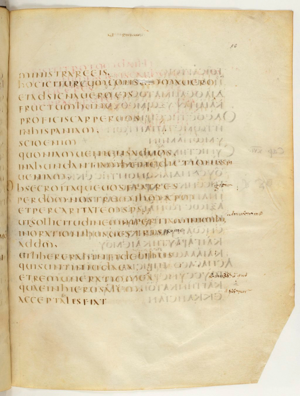 Codex Claromontanus (Scan 2) showing Romans 15:28 from 5th / 6th Century found in Clermont-Ferrand, France, currently housed at Bibliothèque nationale de France, Paris