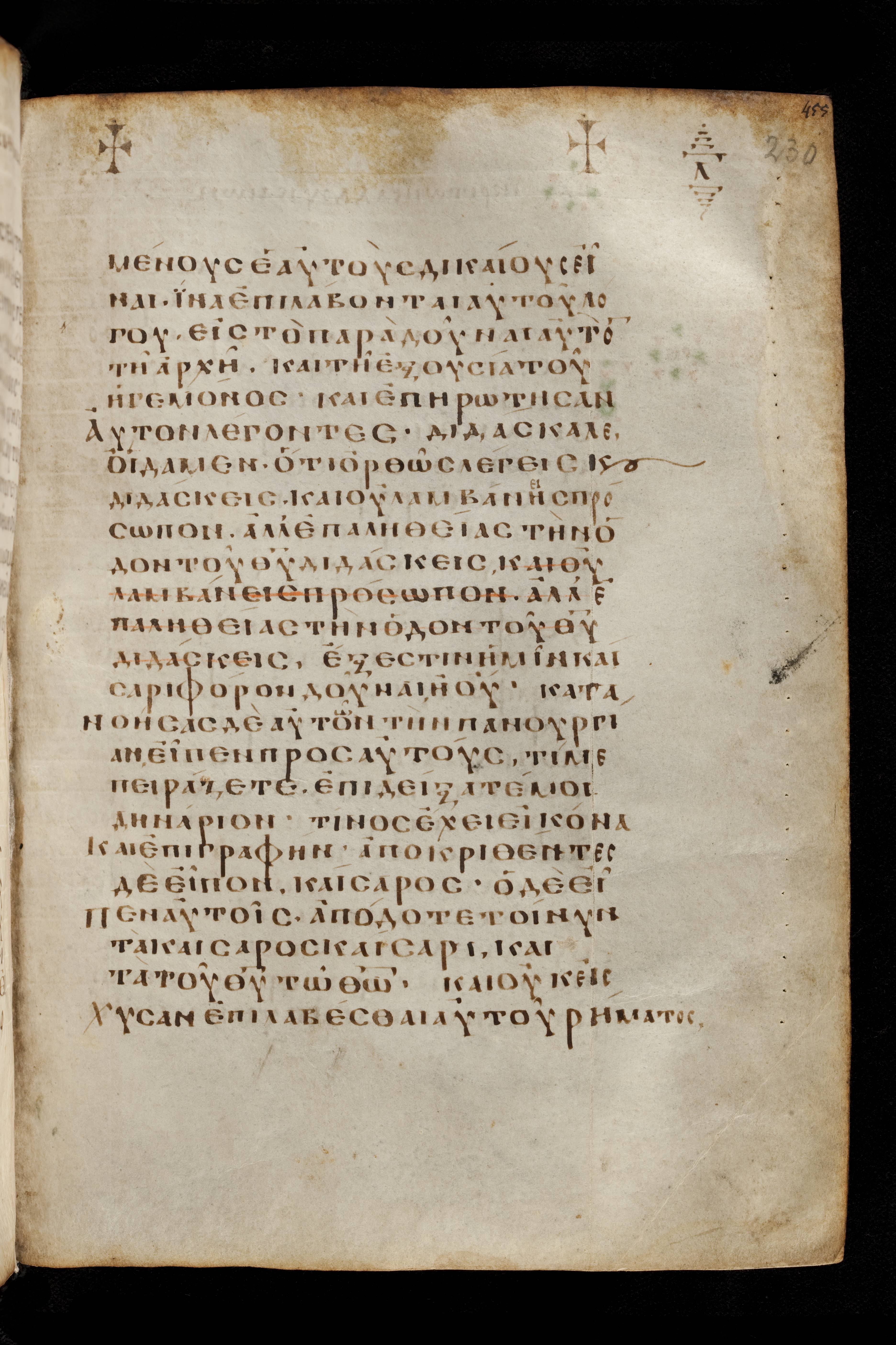 Codex Basilensis showing Luke 20:22 from 8th Century found in Constantinople (possibly), currently housed at Basel University Library, Basel, Switzerland