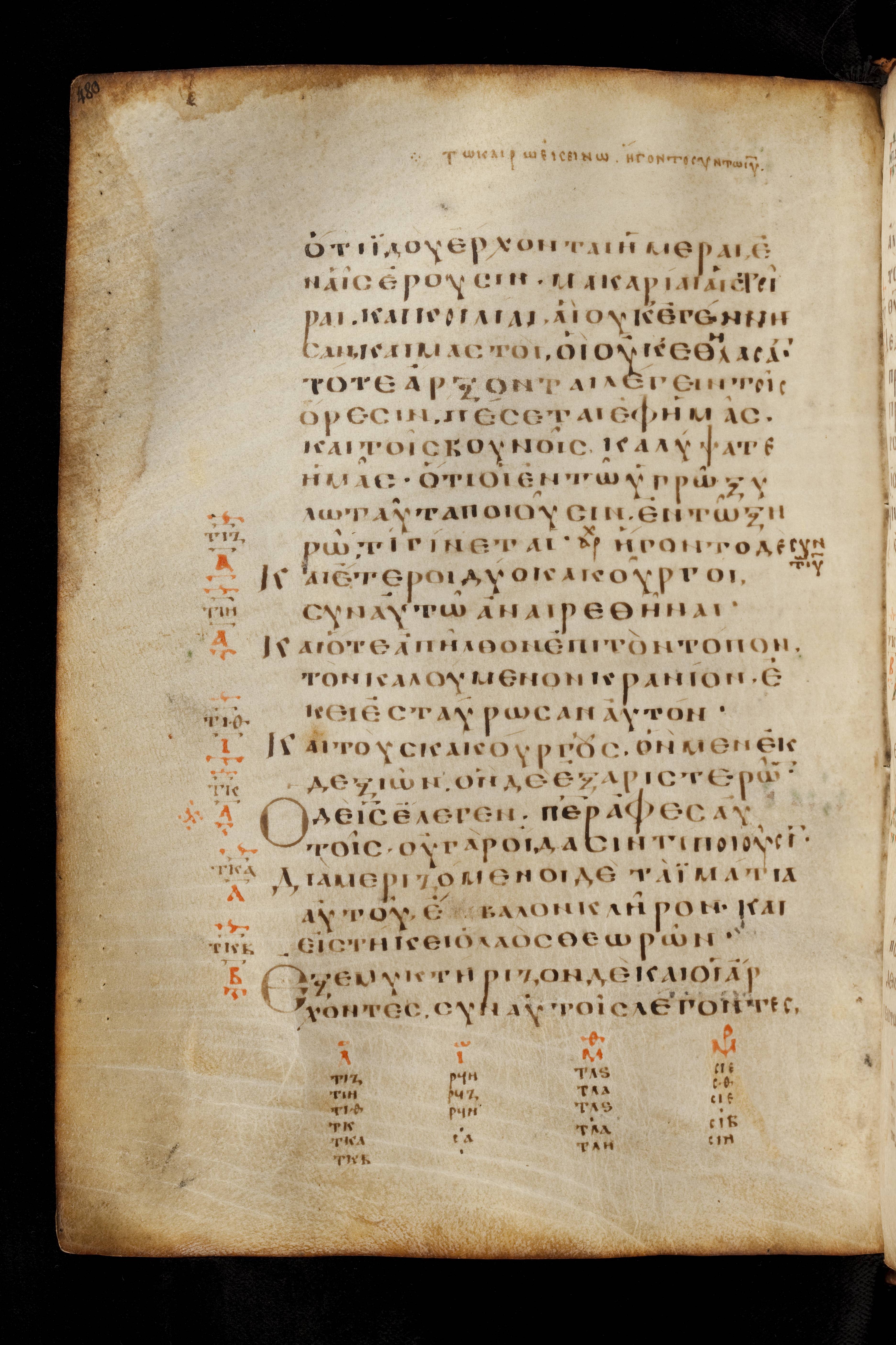 Codex Basilensis showing Luke 23:29 from 8th Century found in Constantinople (possibly), currently housed at Basel University Library, Basel, Switzerland