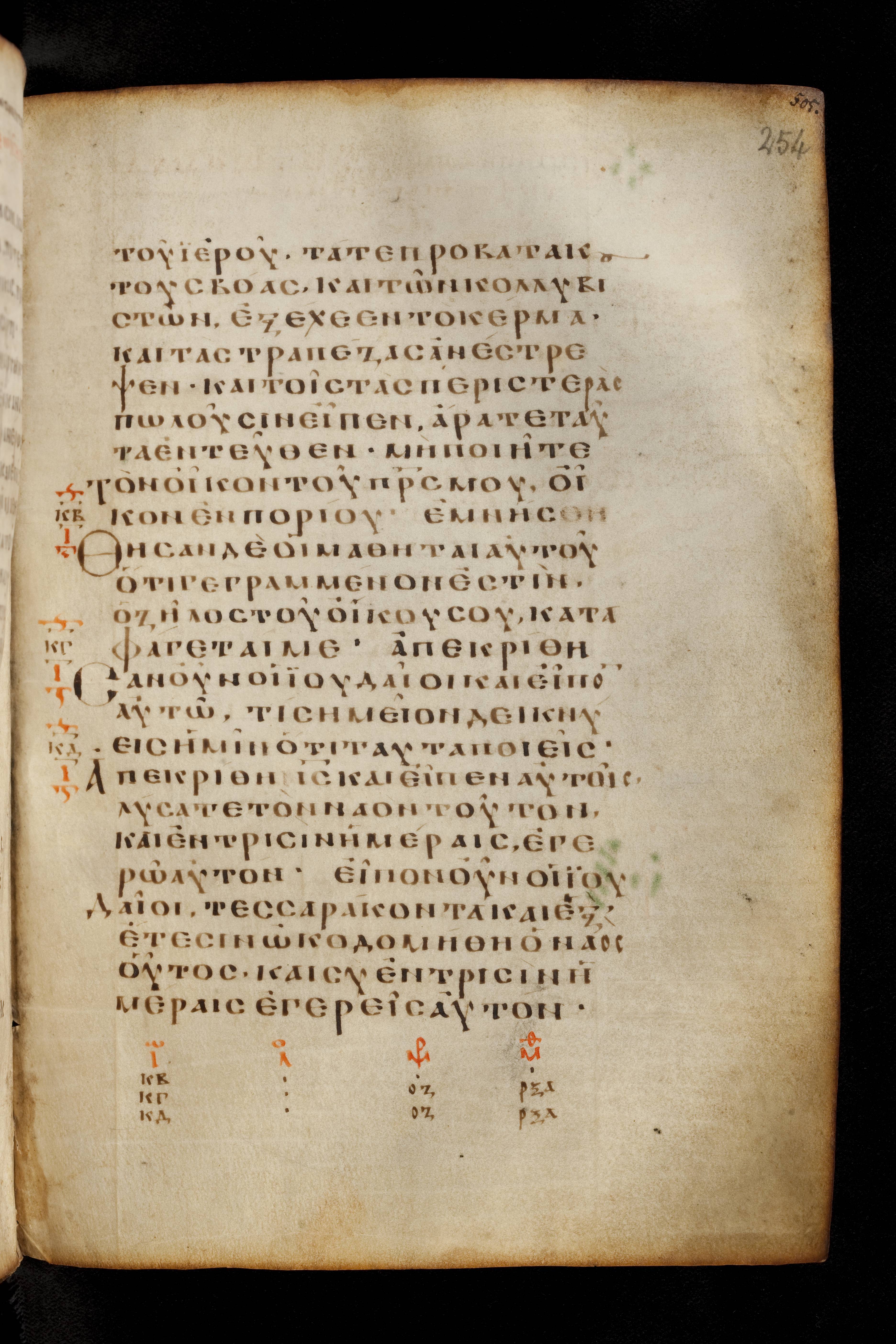 Codex Basilensis showing John 2:16 from 8th Century found in Constantinople (possibly), currently housed at Basel University Library, Basel, Switzerland