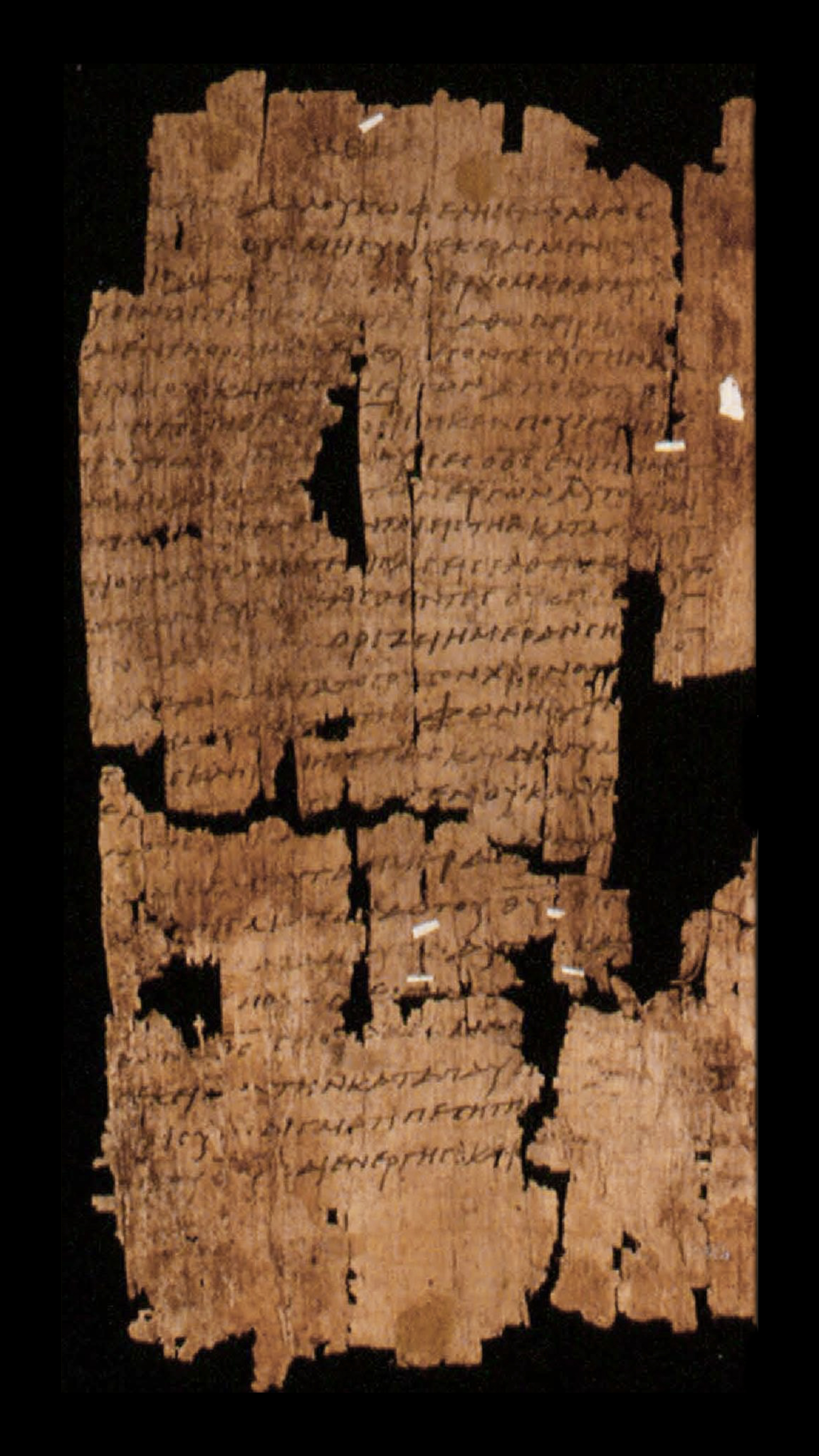 Papyrus 13 showing Hebrews 4:2 from Early to Mid 3rd Century found in Oxyrhynchus, Egypt, currently housed at British Library, London / Egyptian Museum, Cairo