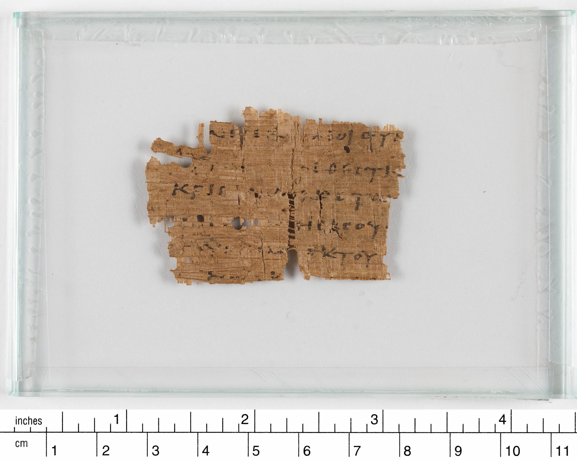 Papyrus 131 showing Romans 8:33 from 3rd Century found in Oxyrhynchus, Egypt, currently housed at Sackler Library, Oxford, UK (Formerly Museum of the Bible, Washington D.C.)