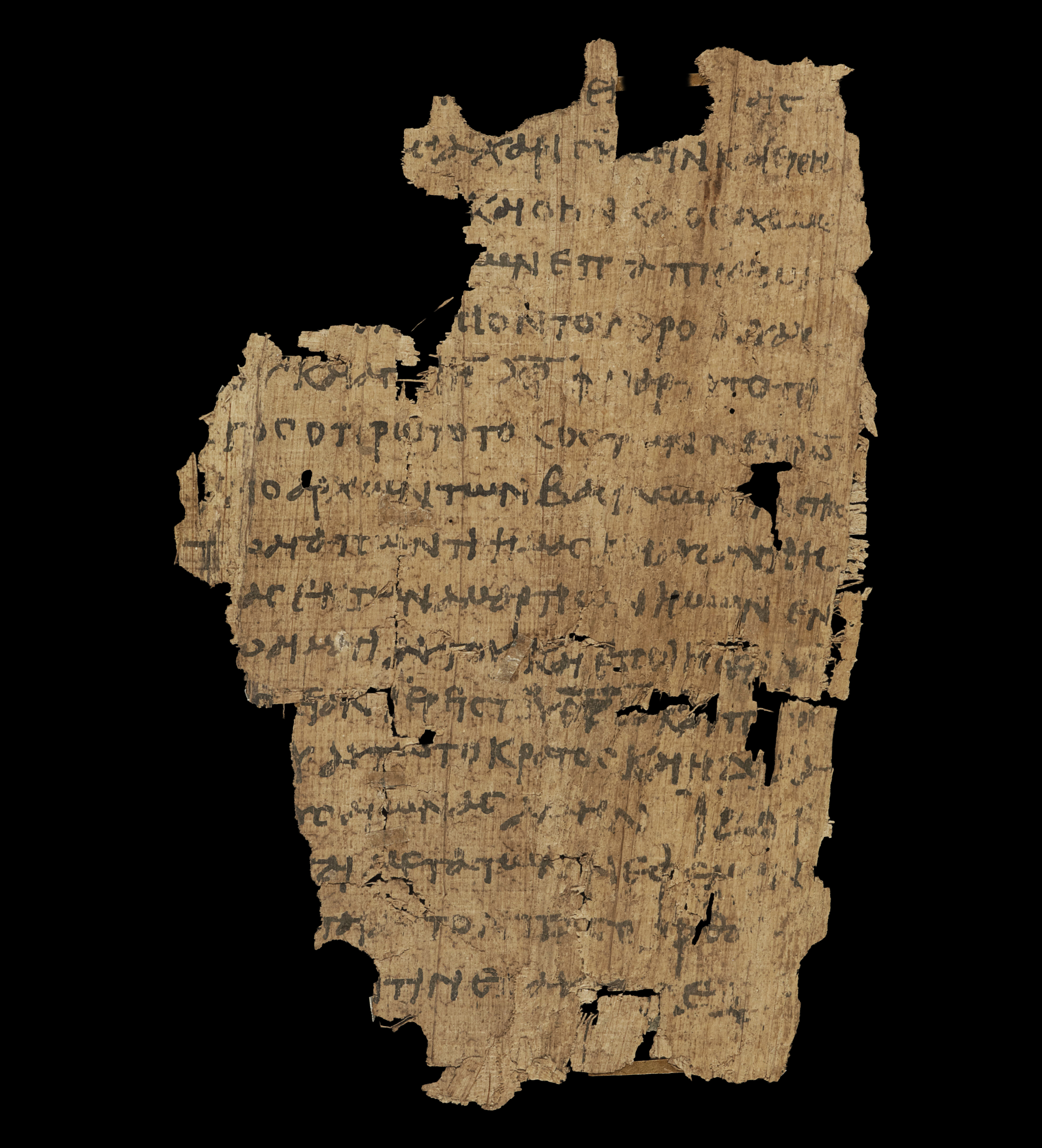 Papyrus 18 showing Revelation 1:4 from 3rd / 4th Century found in Oxyrhynchus, Egypt, currently housed at British Library, London