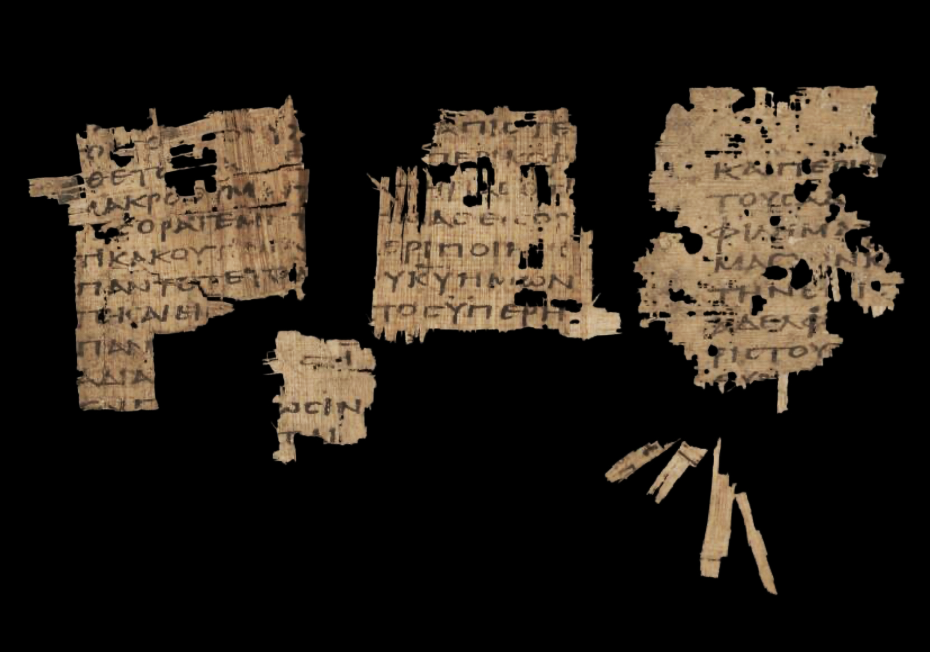 Papyrus 30 showing 1 Thessalonians 5:28 from Early 3rd Century found in Oxyrhynchus, Egypt, currently housed at Ghent University Library, Ghent