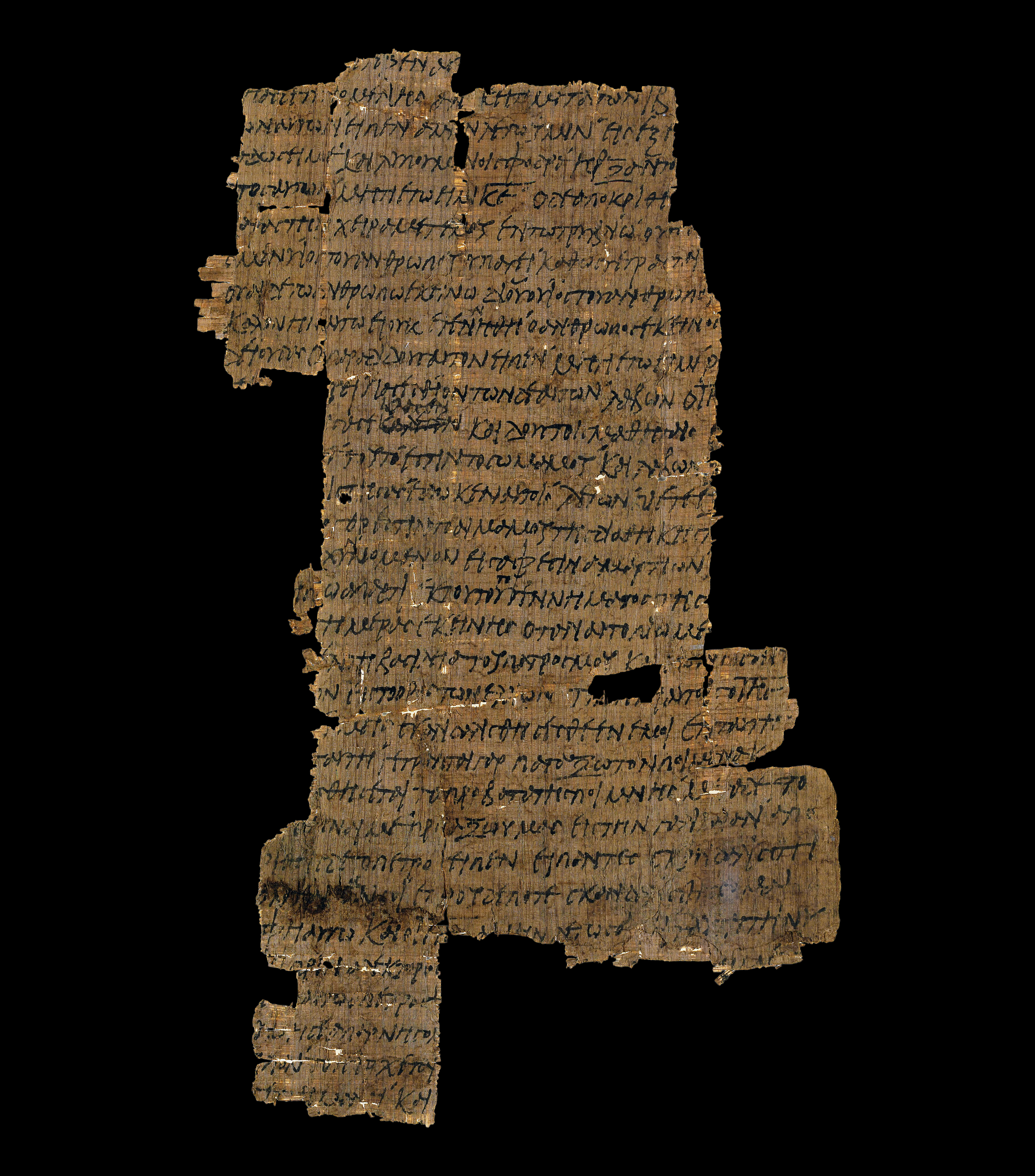 Papyrus 37 showing Matthew 26:32 from Mid 3rd Century found in Egypt, currently housed at University of Michigan Library, Ann Arbor
