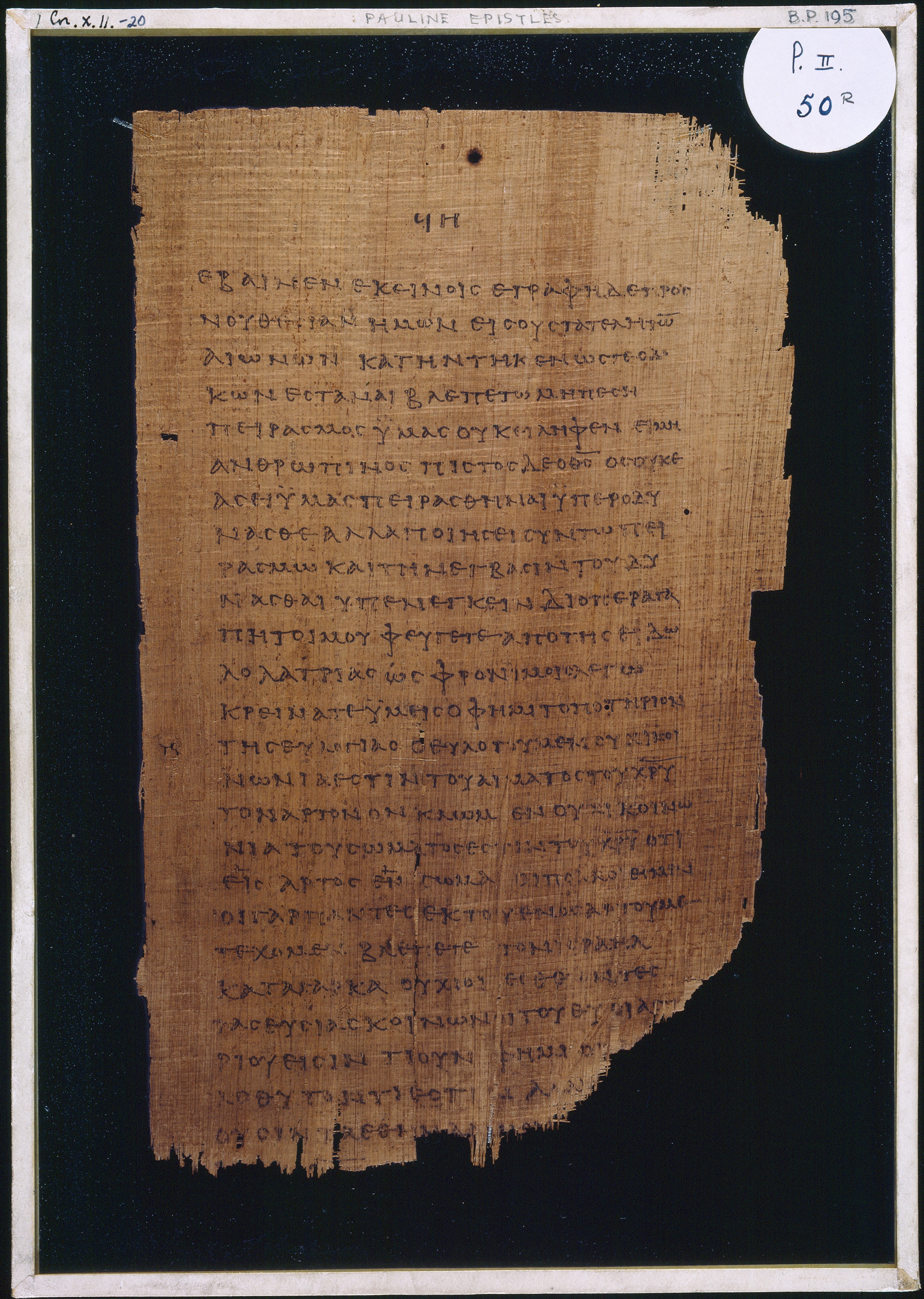 Chester Beatty Papyrus II showing 1 Corinthians 10:13 from Late 2nd to Early 3rd Century found in Fayyum, Egypt (disputed), currently housed at Chester Beatty Library, Dublin and University of Michigan, Ann Arbor