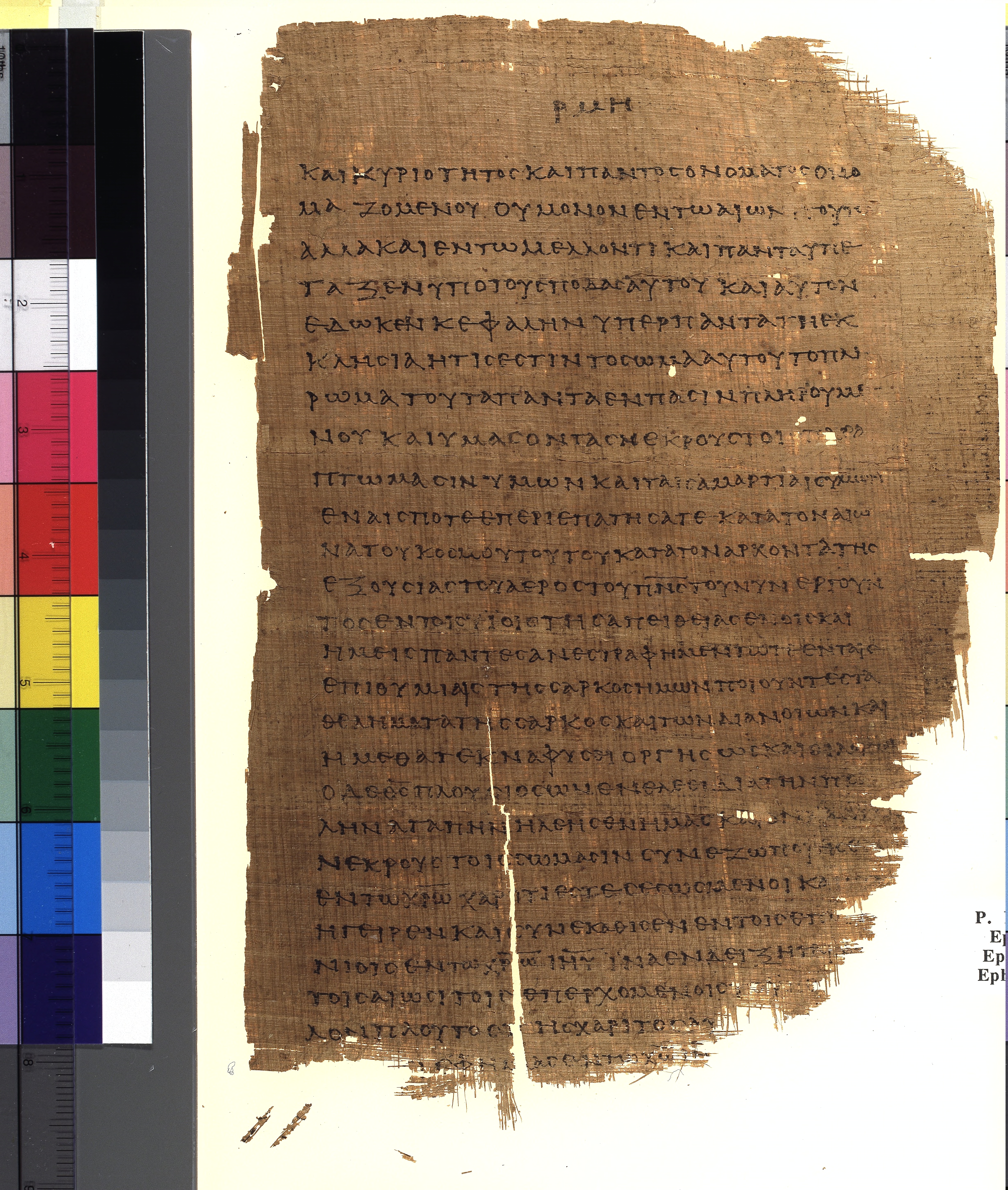 Chester Beatty Papyrus II showing Ephesians 1:21 from Late 2nd to Early 3rd Century found in Fayyum, Egypt (disputed), currently housed at Chester Beatty Library, Dublin and University of Michigan, Ann Arbor