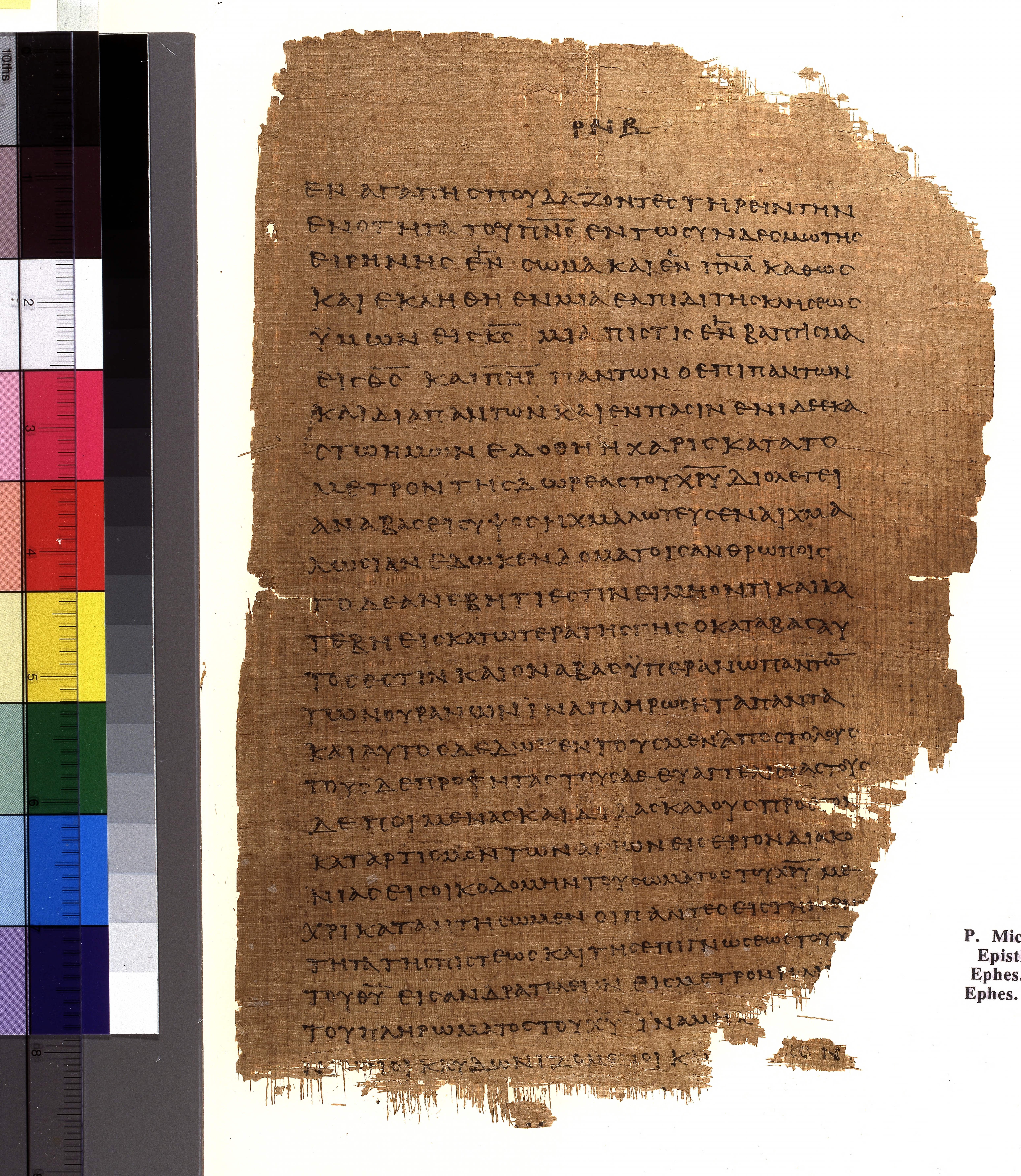 Chester Beatty Papyrus II showing Ephesians 4:2 from Late 2nd to Early 3rd Century found in Fayyum, Egypt (disputed), currently housed at Chester Beatty Library, Dublin and University of Michigan, Ann Arbor