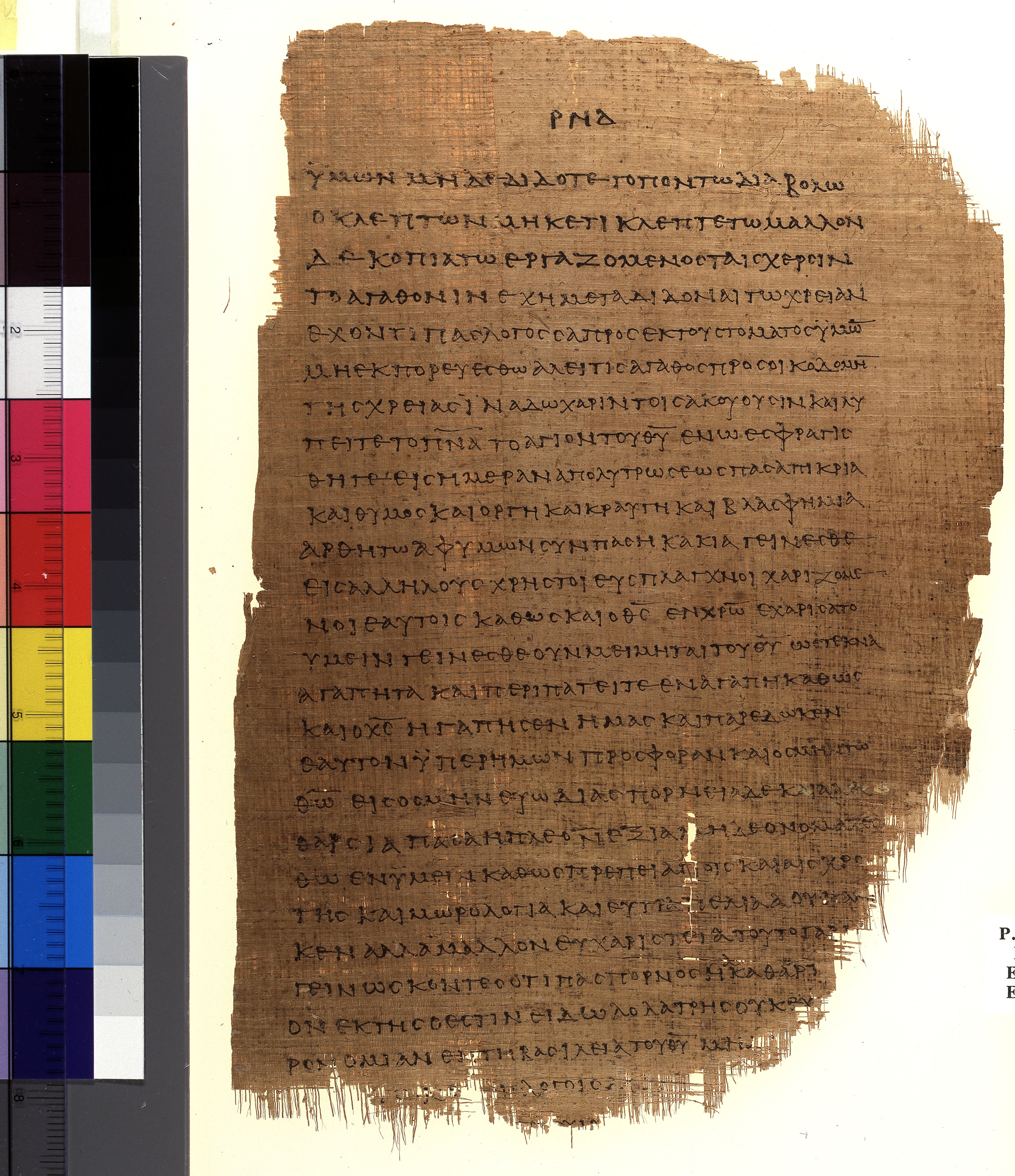 Chester Beatty Papyrus II showing Ephesians 5:2 from Late 2nd to Early 3rd Century found in Fayyum, Egypt (disputed), currently housed at Chester Beatty Library, Dublin and University of Michigan, Ann Arbor