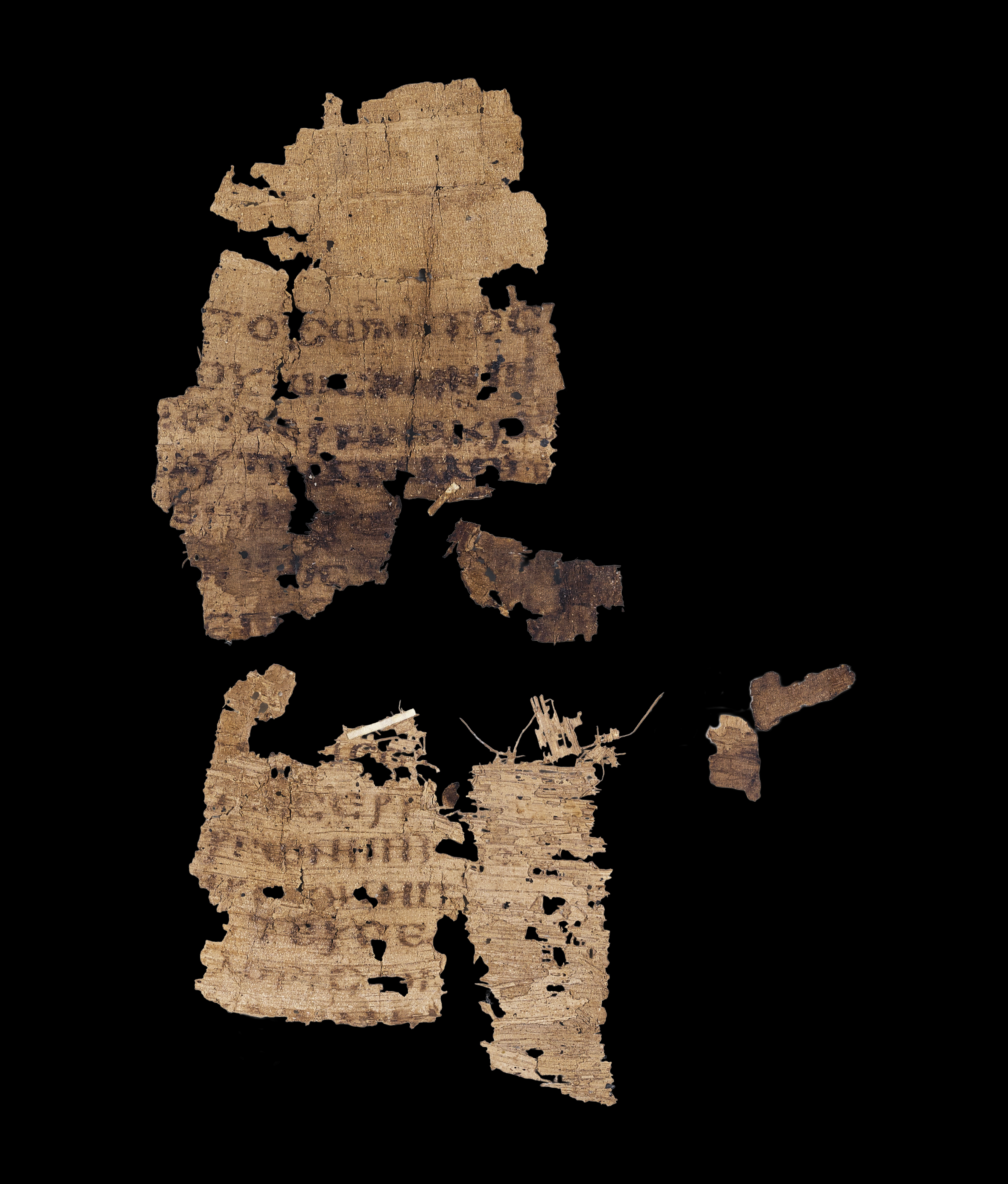 Papyrus 54 showing James 2:16 from 5th / 6th Century found in Egypt, currently housed at Princeton University Library, Princeton, New Jersey